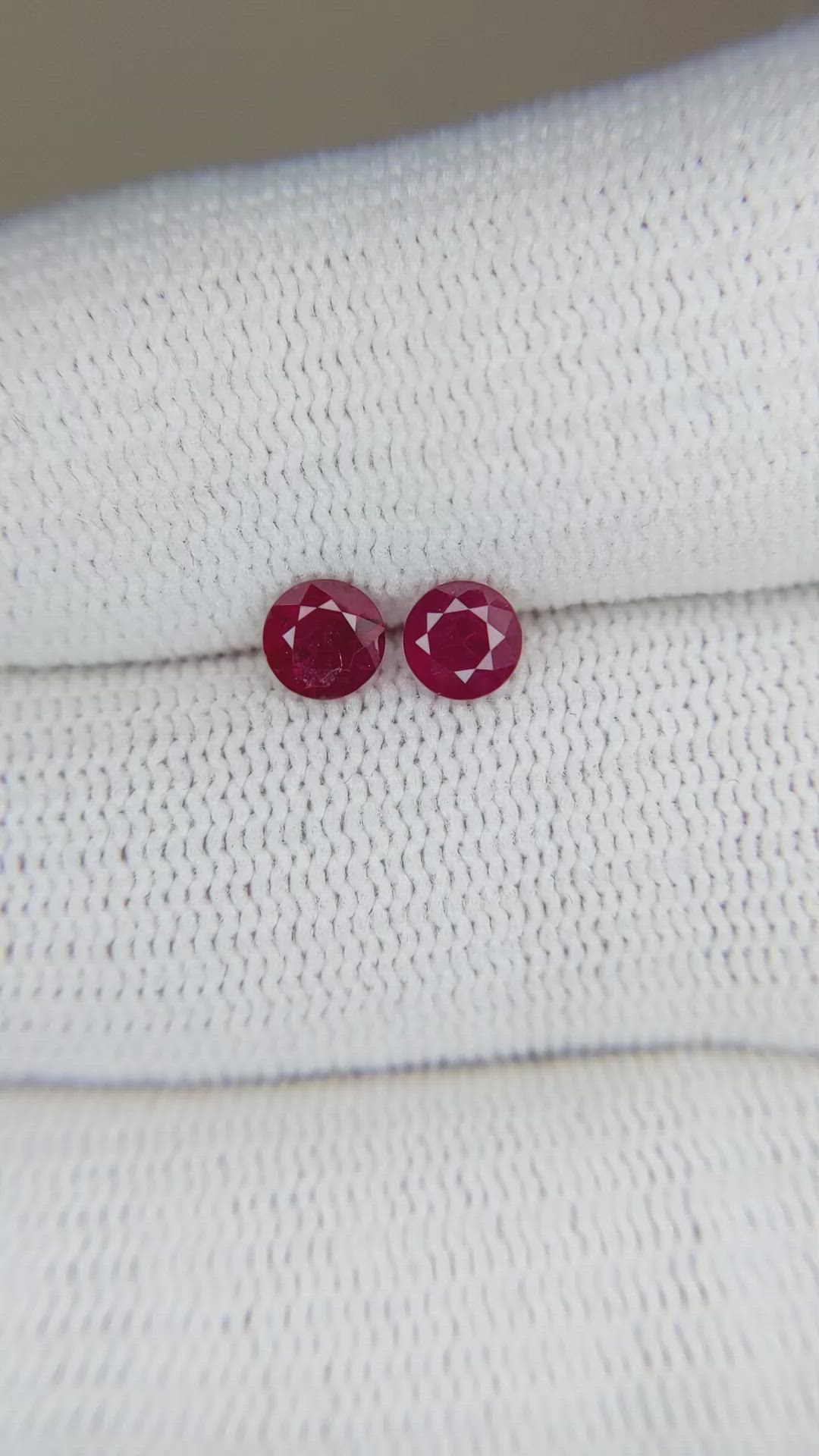 0.78 Ct.Tw.Total Carat Weight Ruby Pair from Mozambique Size Video