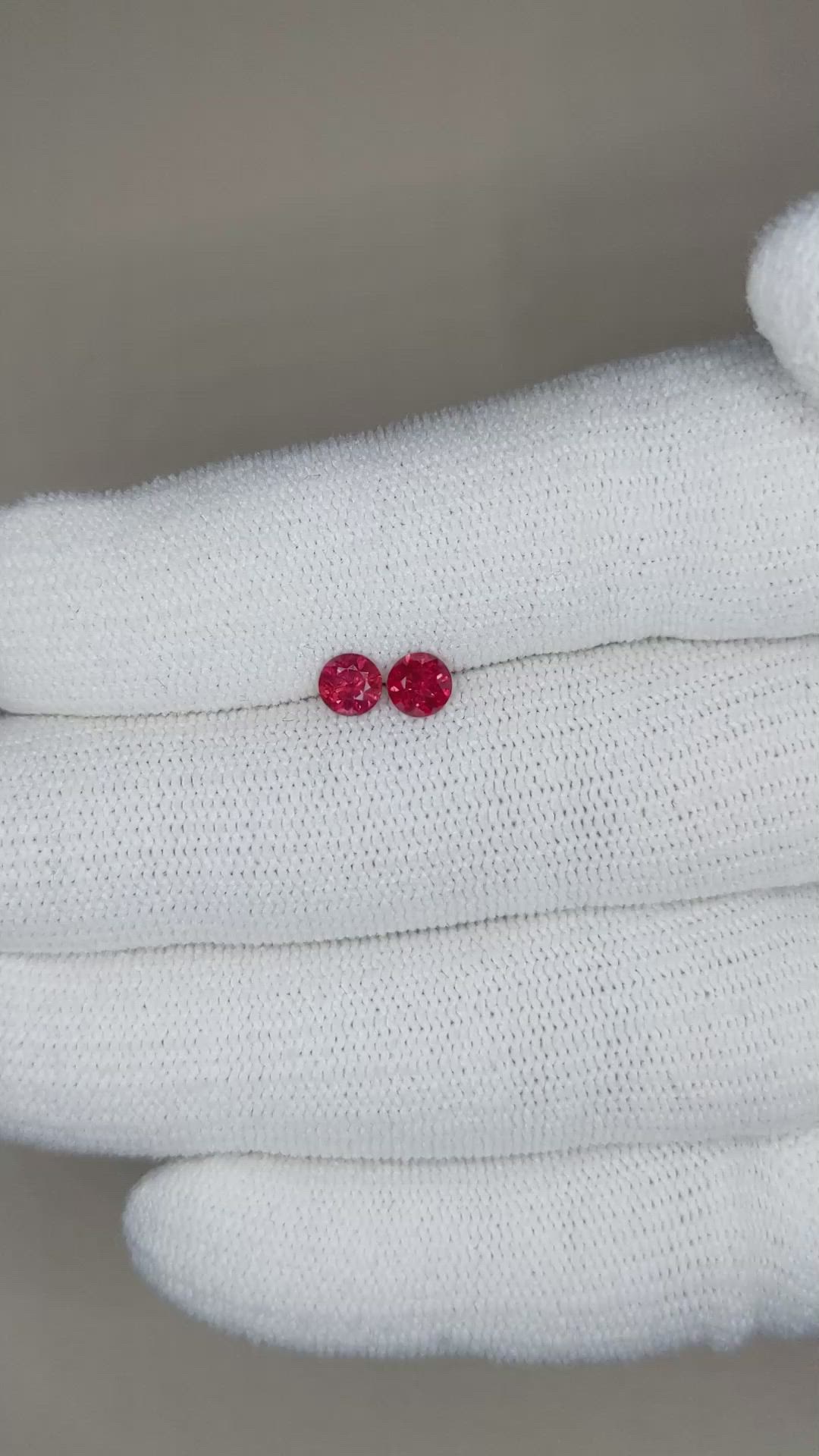 0.66 Ct.Tw.Total Carat Weight Ruby Pair from Mozambique Size Video
