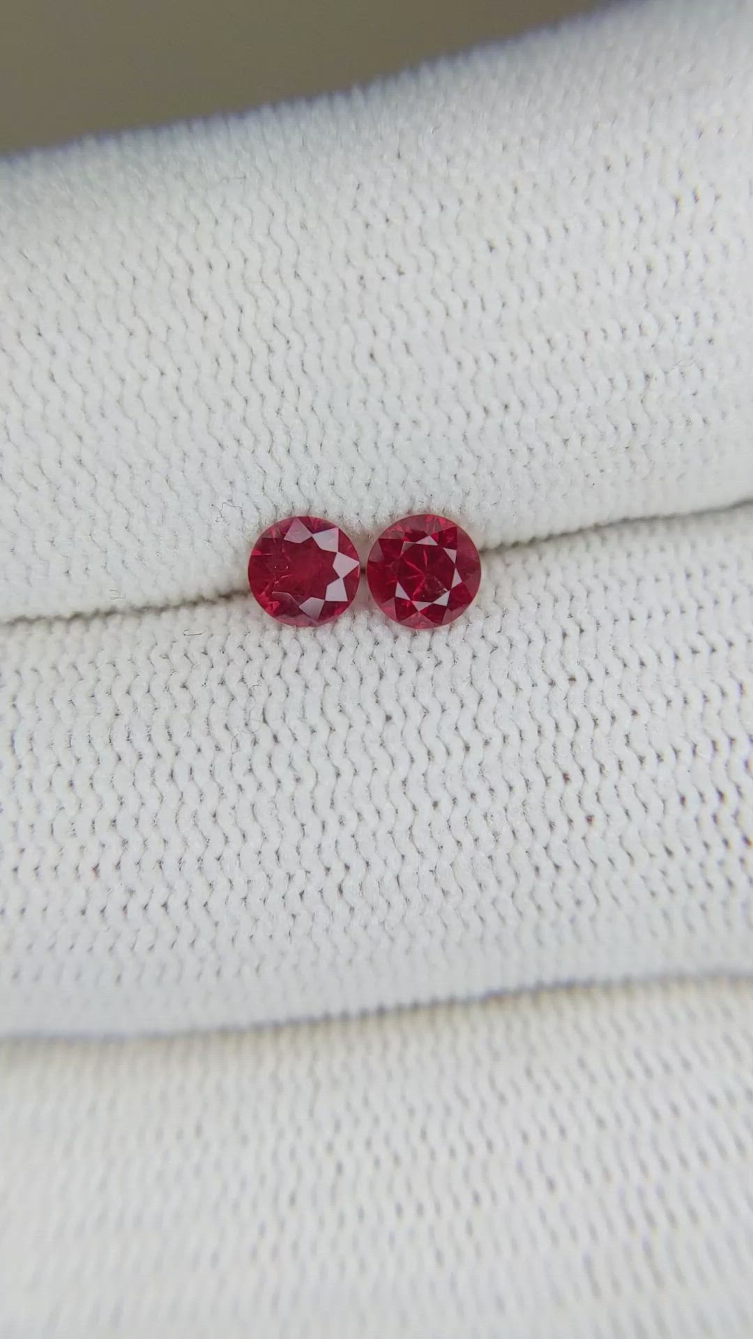0.66 Ct.Tw.Total Carat Weight Ruby Pair from Mozambique Size Video