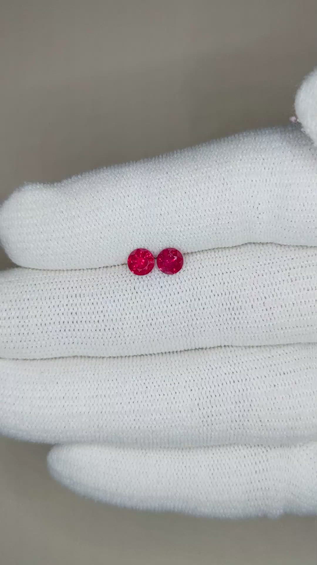 0.83 Ct.Tw.Total Carat Weight Ruby Pair from Mozambique Size Video