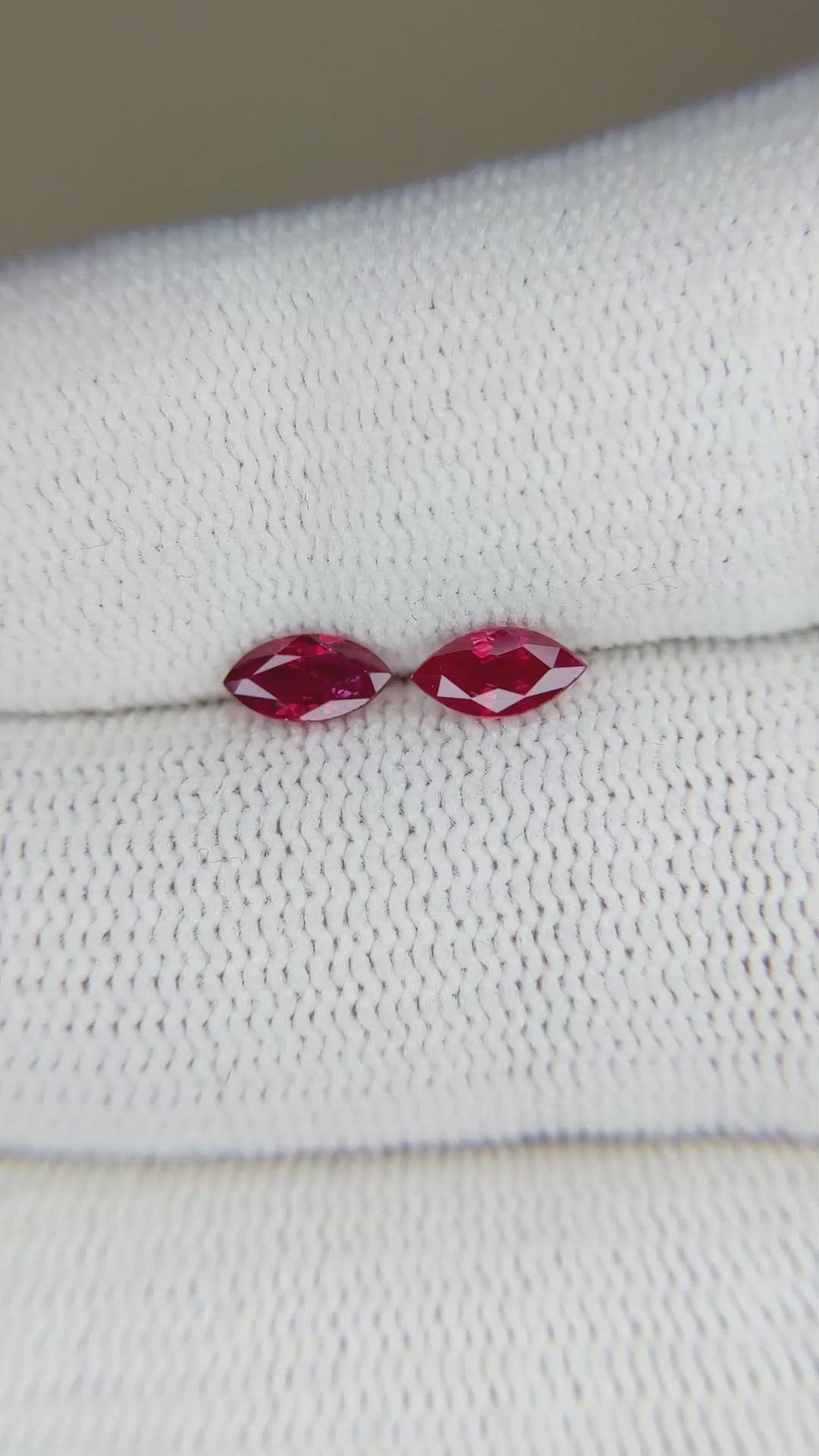 0.70 Ct.Tw.Total Carat Weight Ruby Pair from Mozambique Size Video
