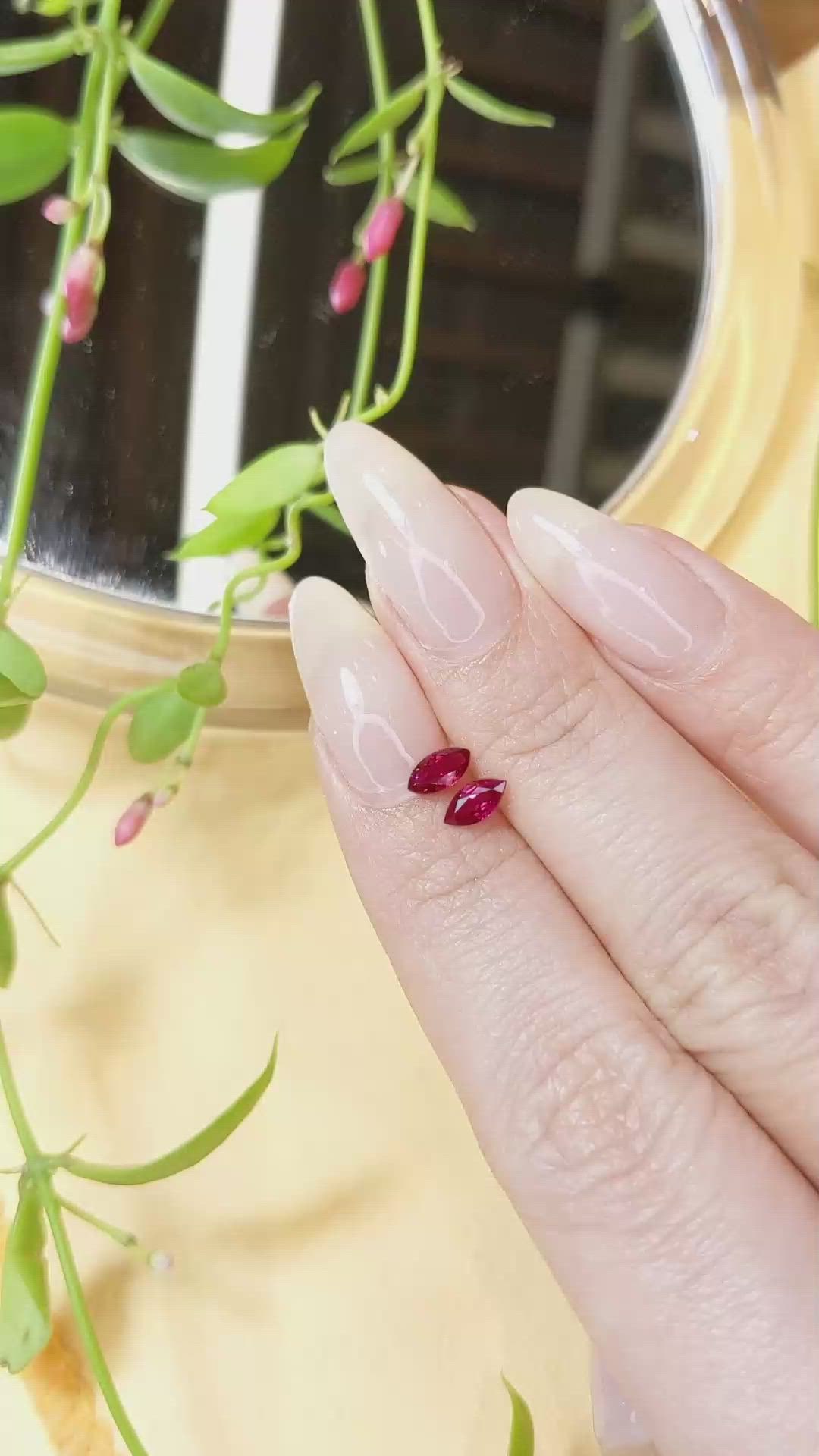 0.70 Ct.Tw.Total Carat Weight Ruby Pair from Mozambique Size Video