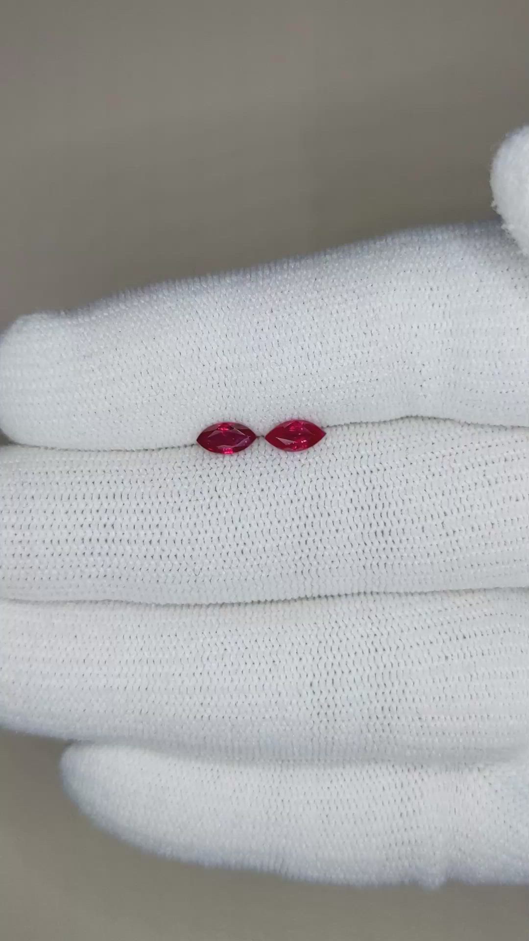 0.70 Ct.Tw.Total Carat Weight Ruby Pair from Mozambique Size Video