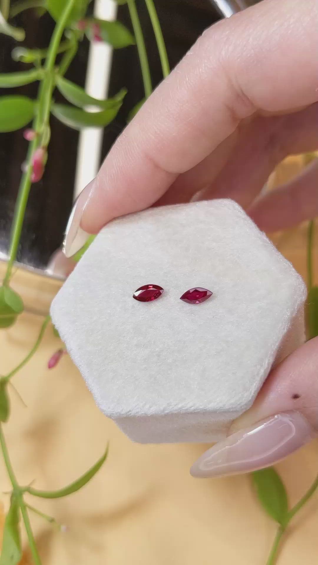 0.70 Ct.Tw.Total Carat Weight Ruby Pair from Mozambique Size Video