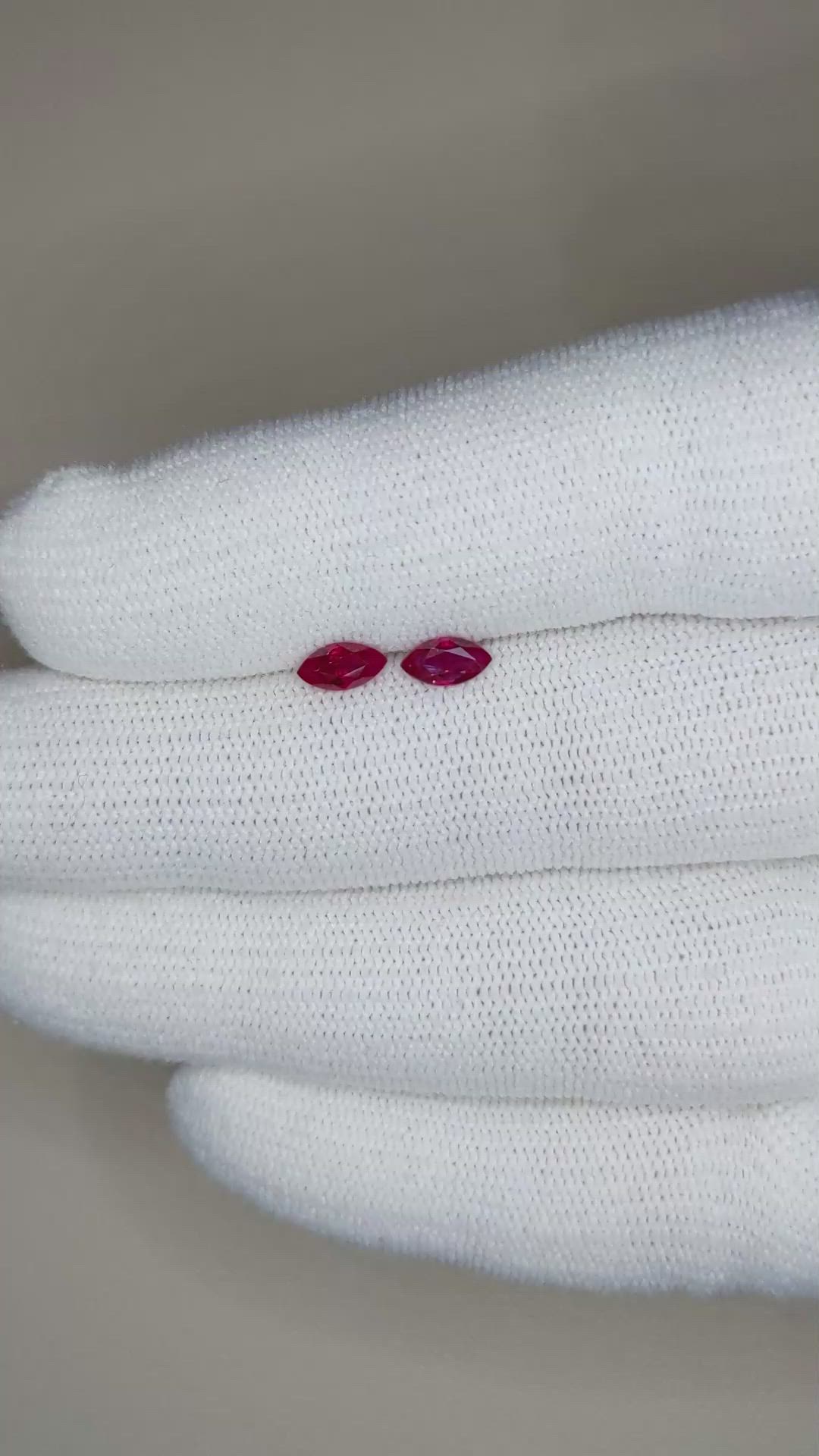 0.68 Ct.Tw.Total Carat Weight Ruby Pair from Mozambique Size Video
