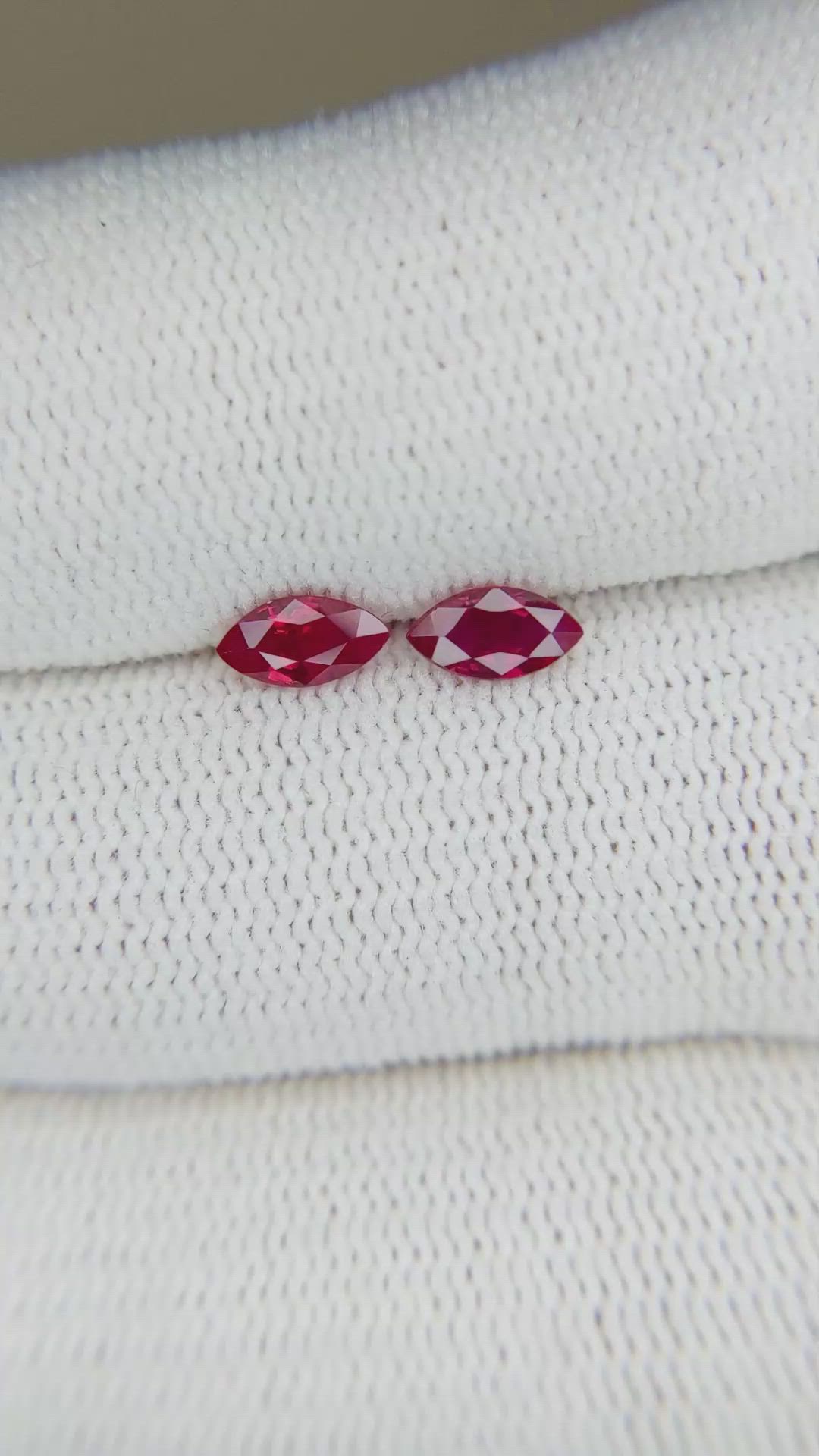 0.68 Ct.Tw.Total Carat Weight Ruby Pair from Mozambique Size Video