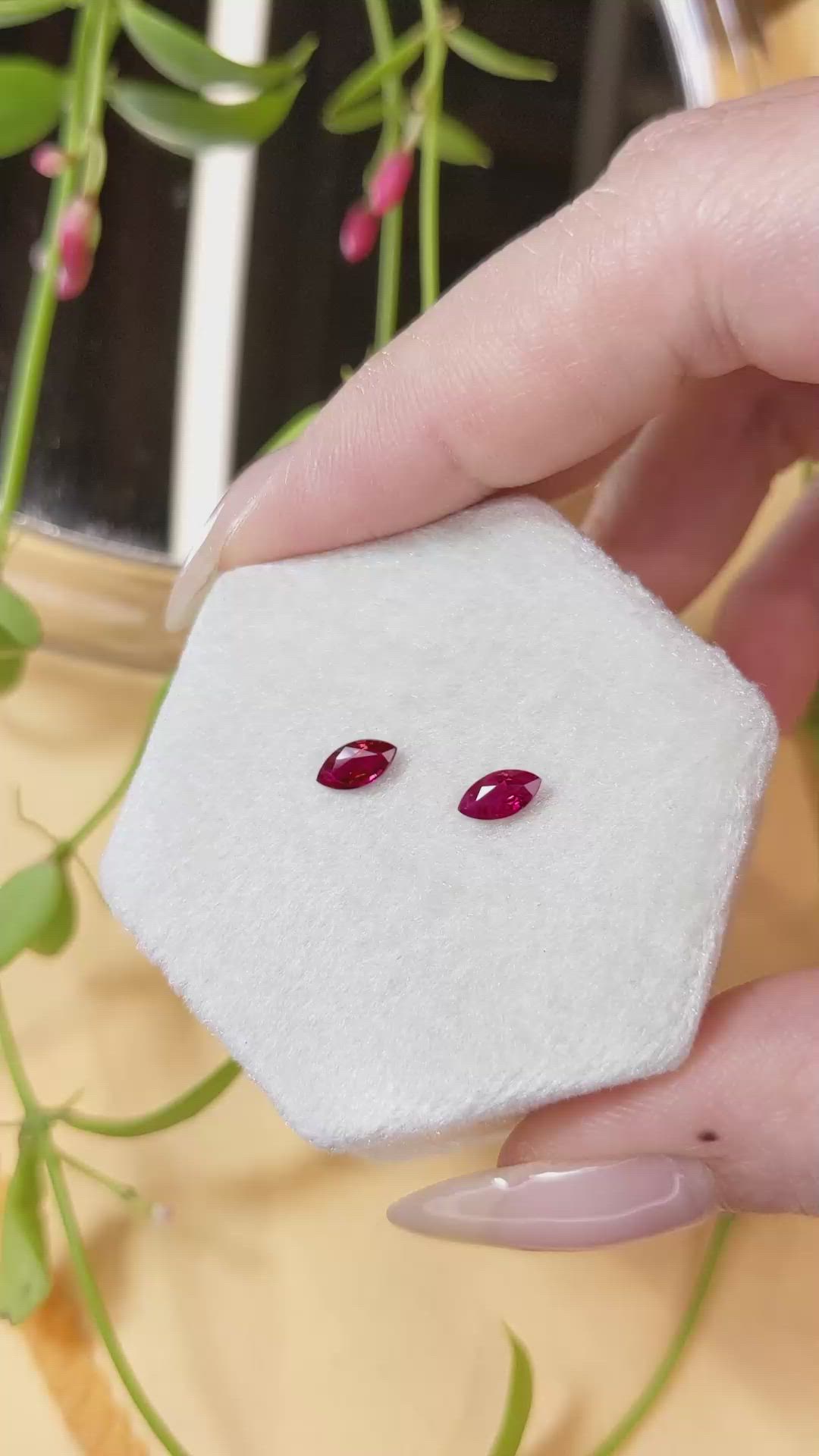 0.68 Ct.Tw.Total Carat Weight Ruby Pair from Mozambique Size Video