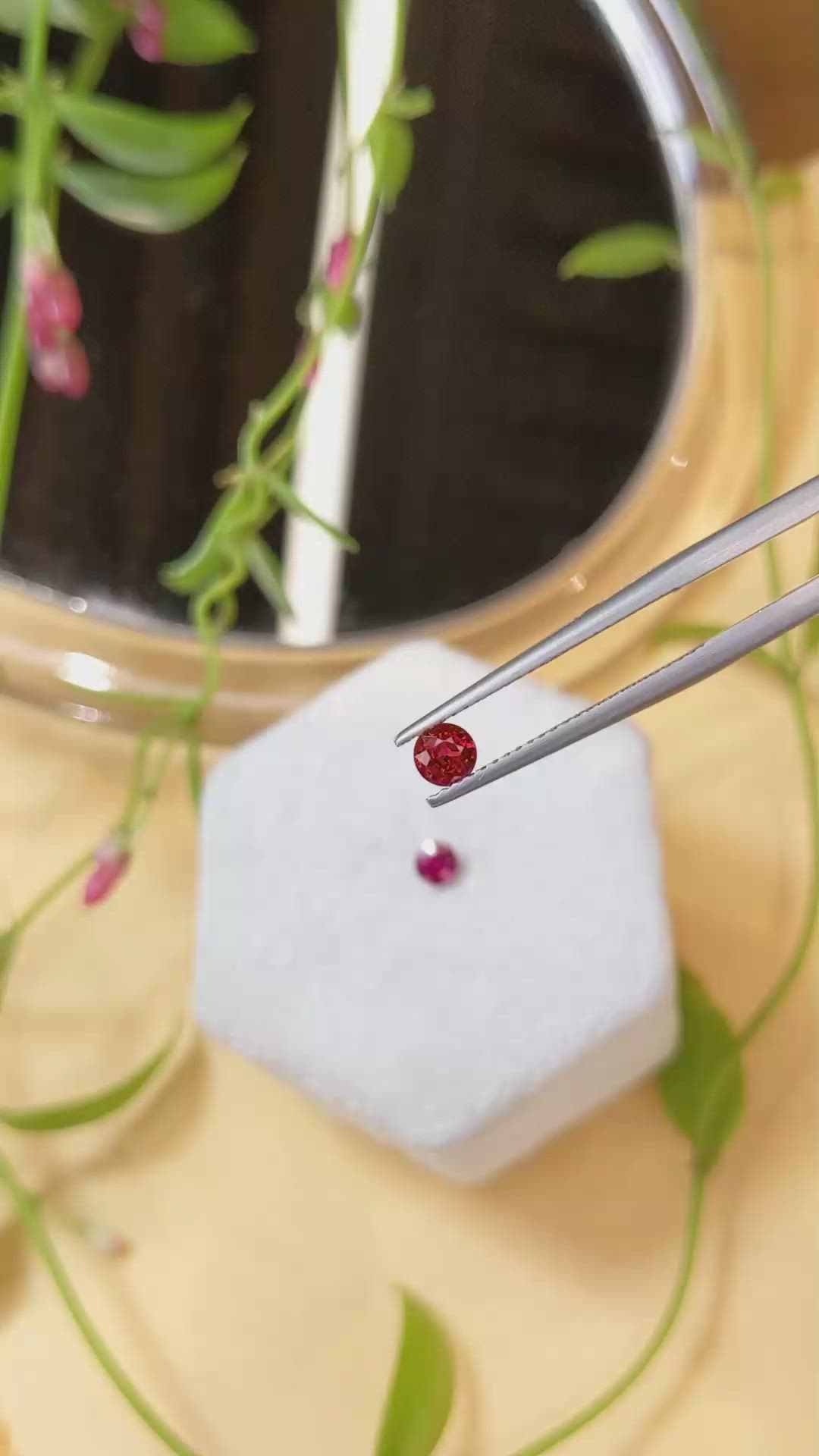 0.79 Ct.Tw.Total Carat Weight Ruby Pair from Thailand Size Video