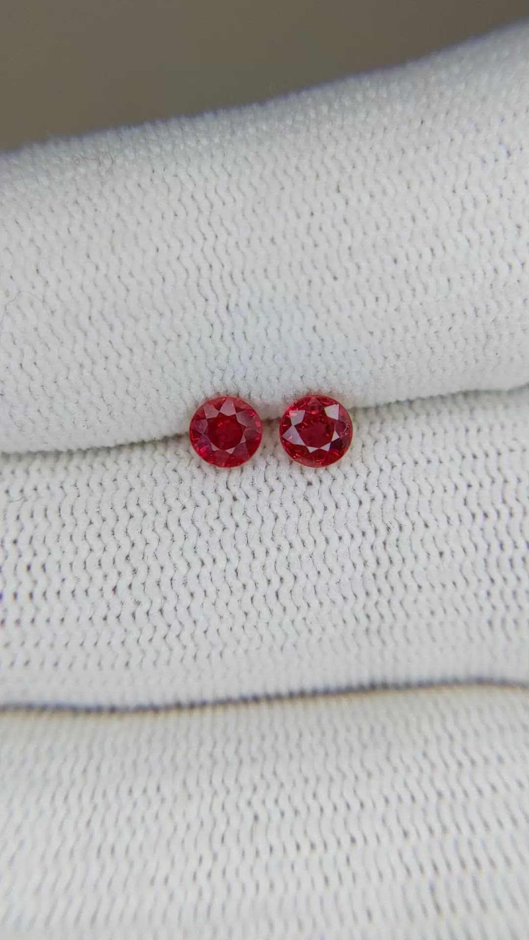 0.79 Ct.Tw.Total Carat Weight Ruby Pair from Thailand Size Video