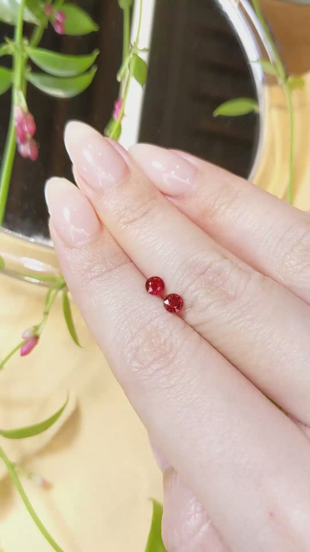 0.79 Ct.Tw.Total Carat Weight Ruby Pair from Thailand Size Video
