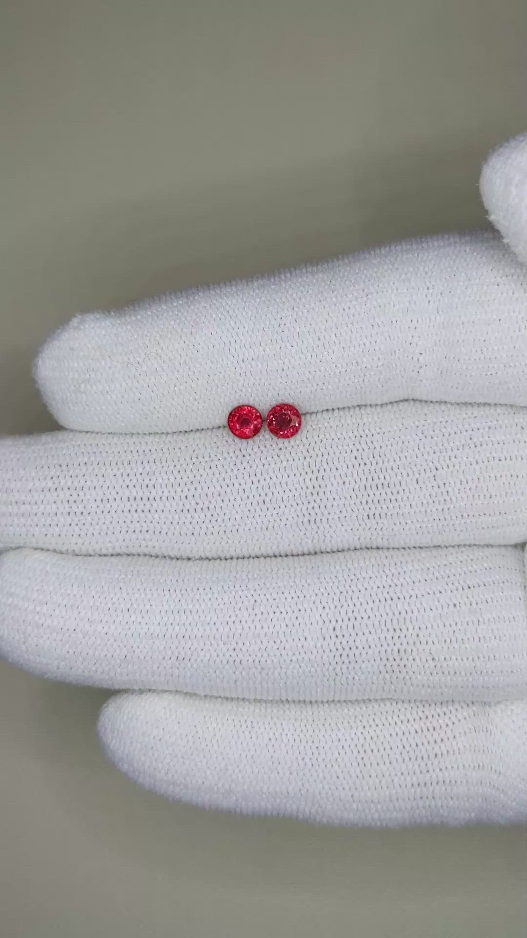 0.79 Ct.Tw.Total Carat Weight Ruby Pair from Thailand Size Video