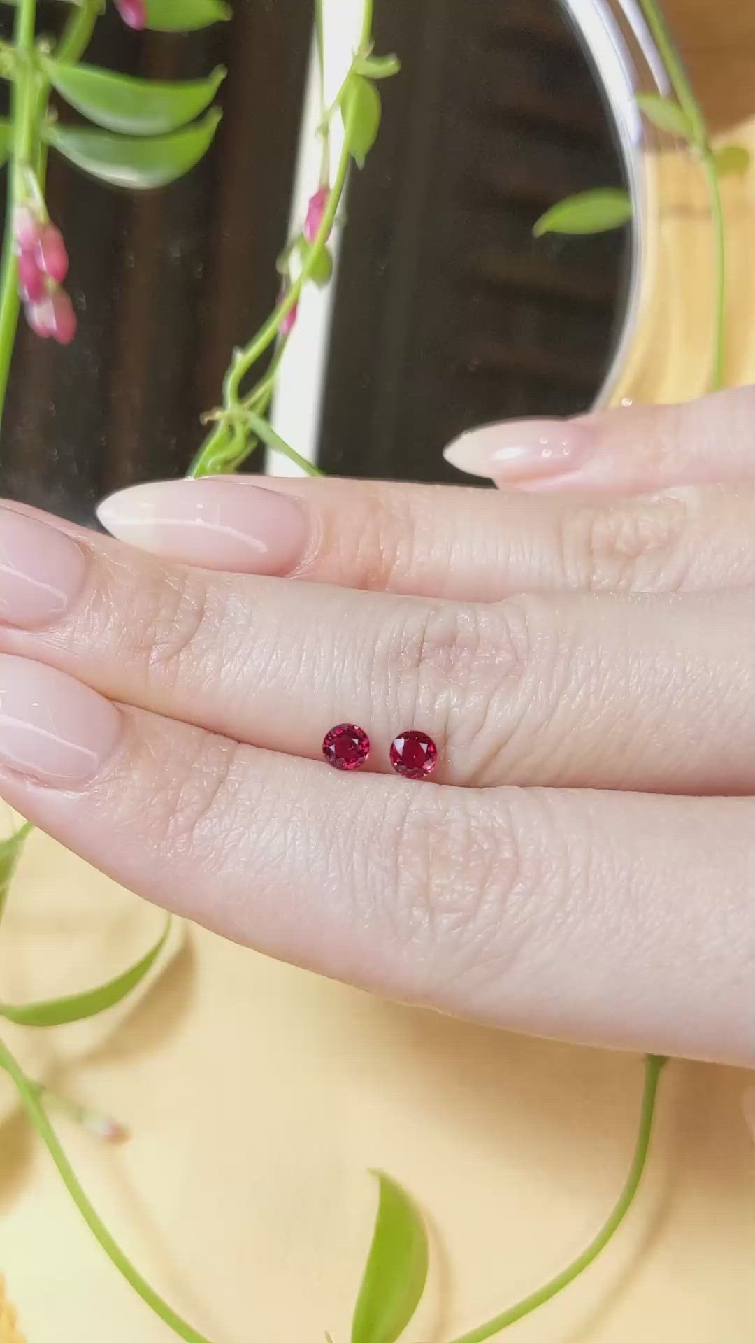 0.58 Ct.Tw.Total Carat Weight Ruby Pair from Thailand Size Video