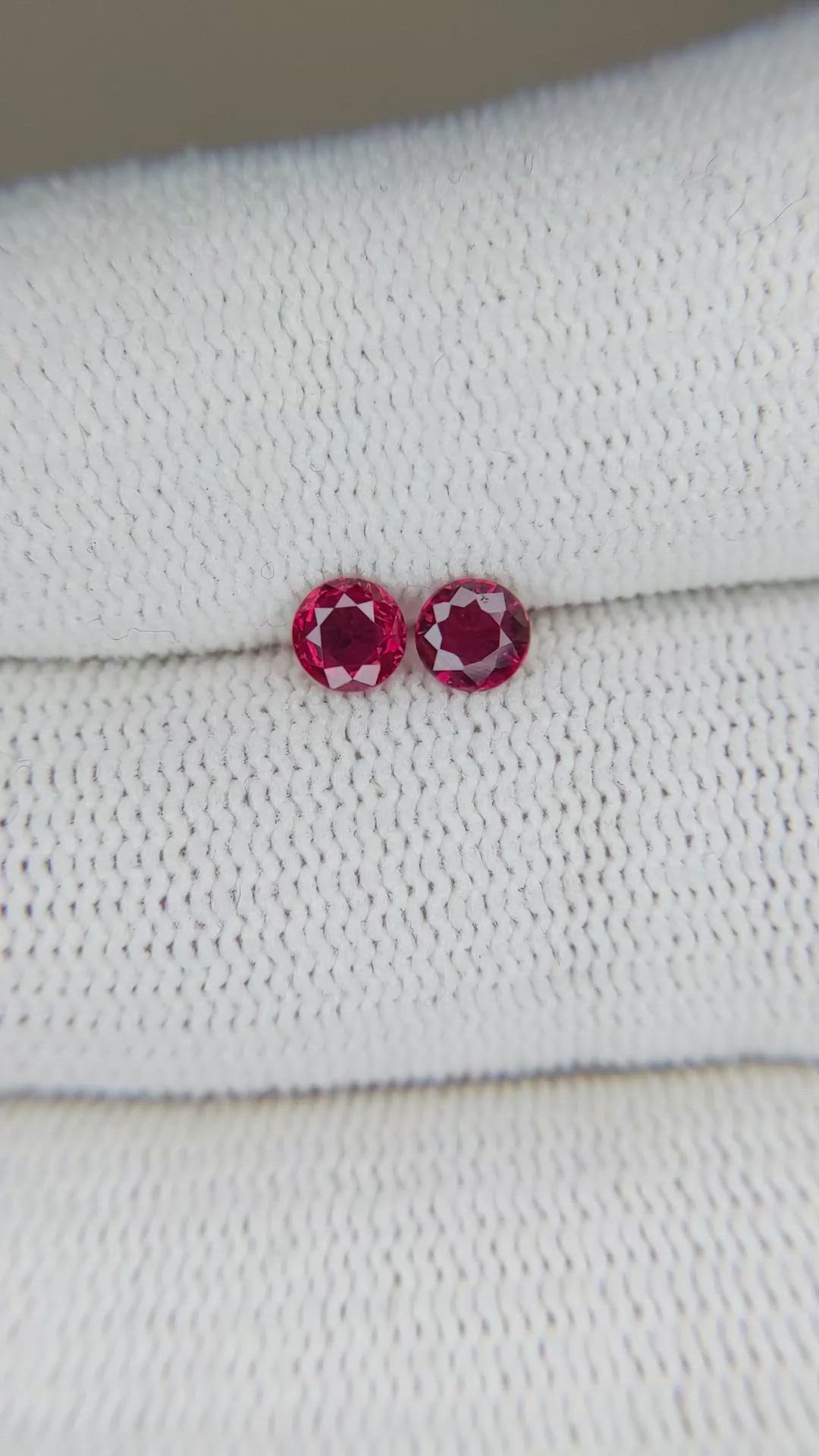 0.58 Ct.Tw.Total Carat Weight Ruby Pair from Thailand Size Video