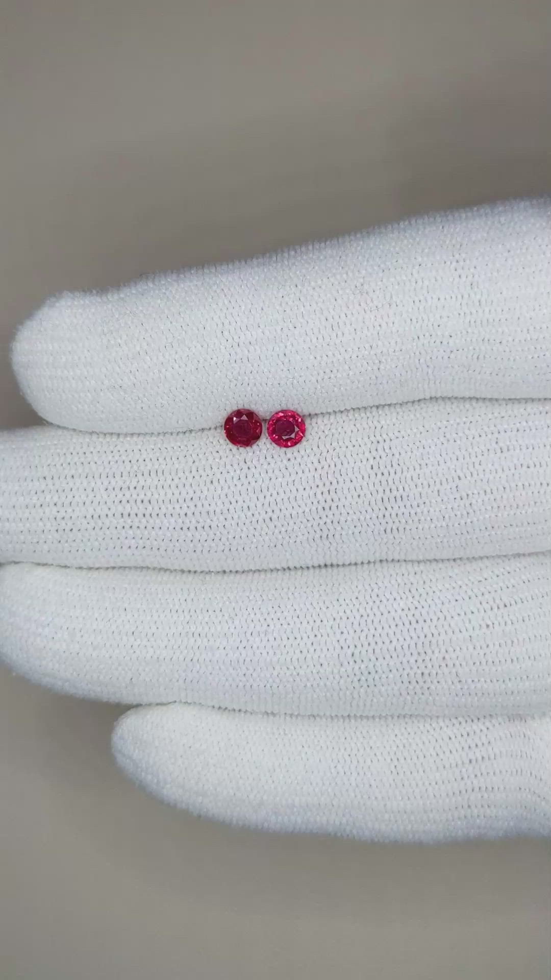 0.58 Ct.Tw.Total Carat Weight Ruby Pair from Thailand Size Video