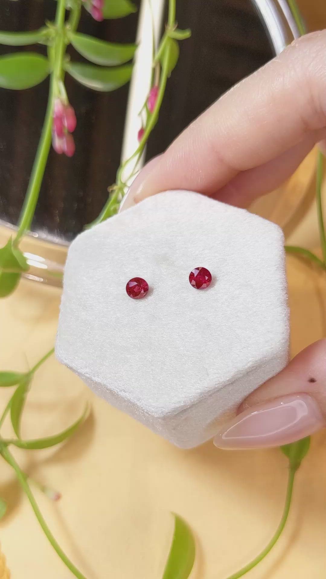 0.84 Ct.Tw.Total Carat Weight Ruby Pair from Thailand Size Video
