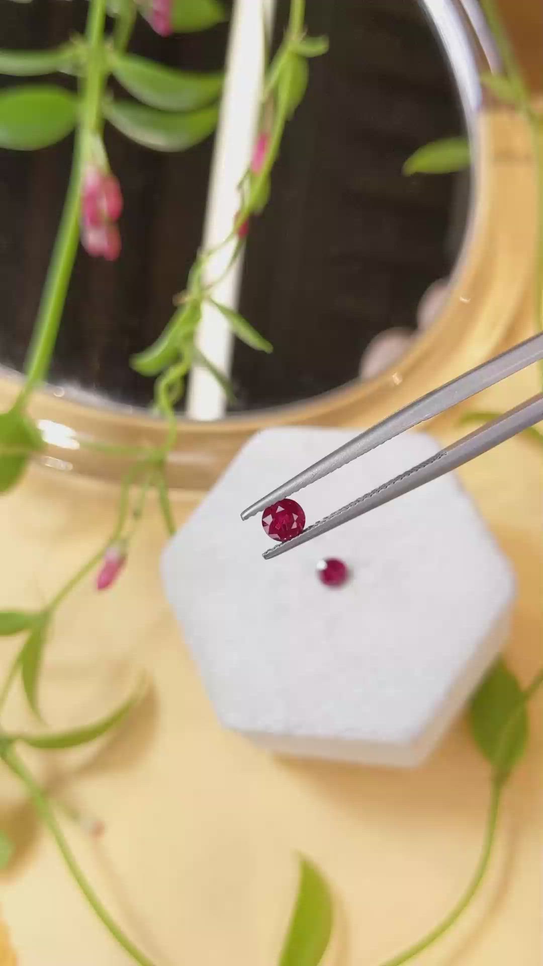 0.84 Ct.Tw.Total Carat Weight Ruby Pair from Thailand Size Video