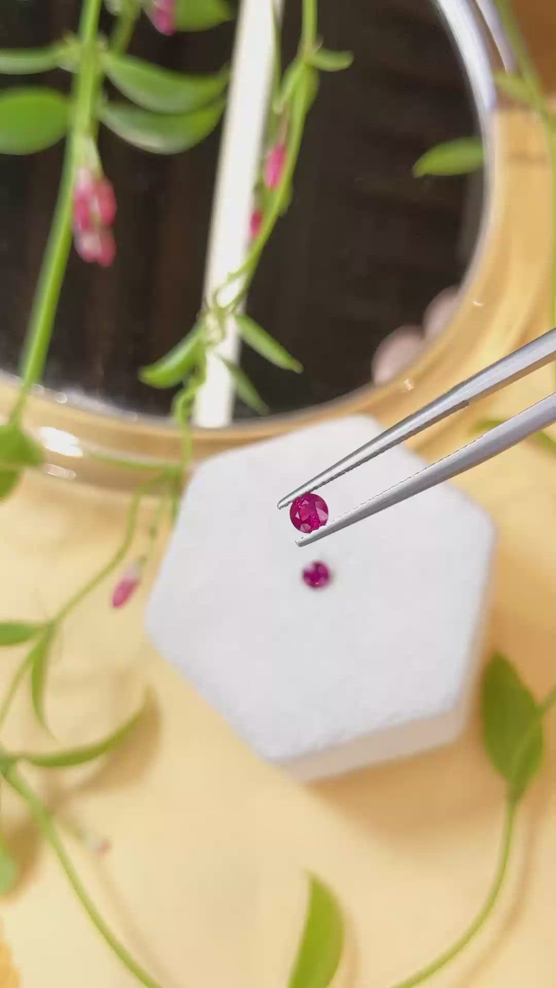 0.59 Ct.Tw.Total Carat Weight Ruby Pair from Burma (Myanmar) Size Video