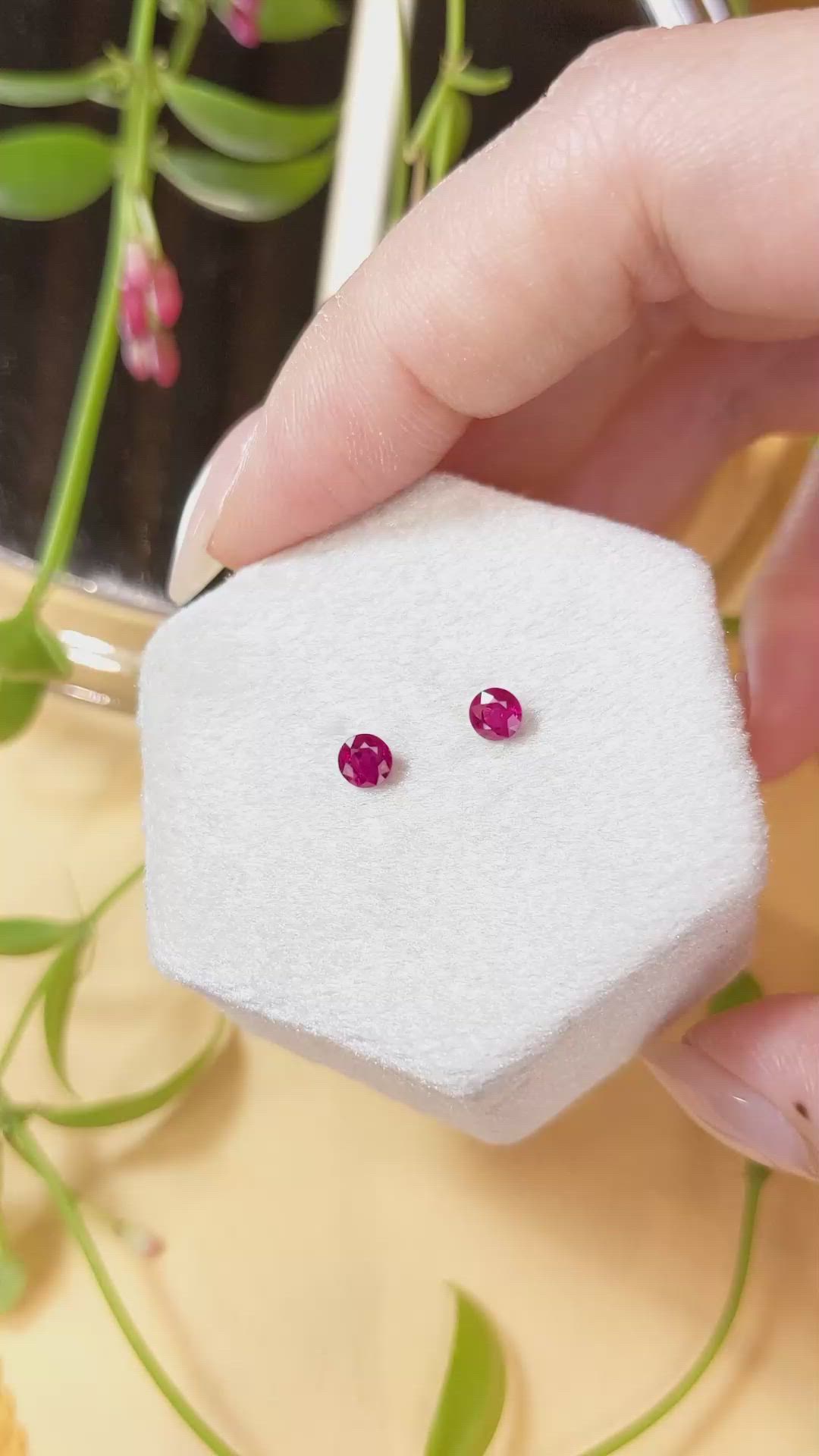 0.59 Ct.Tw.Total Carat Weight Ruby Pair from Burma (Myanmar) Size Video