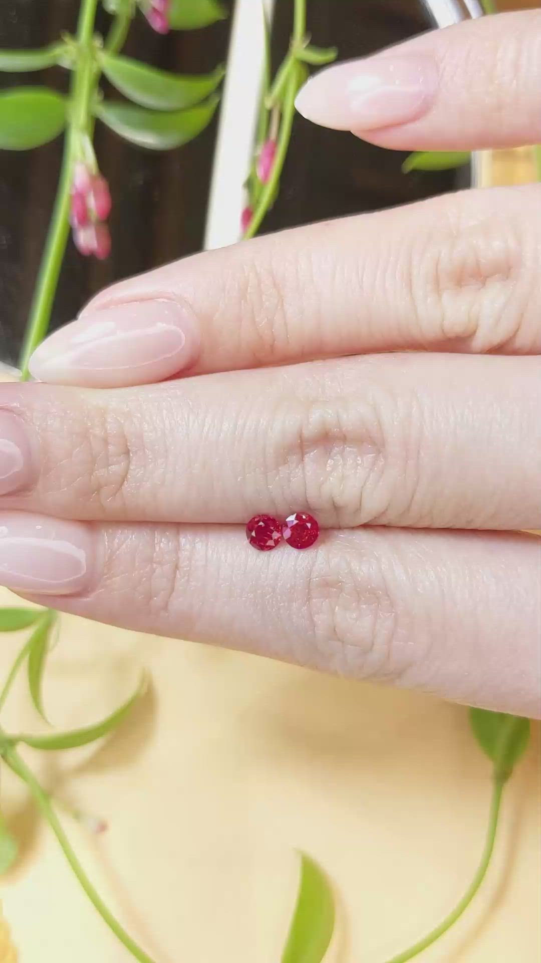 0.69 Ct.Tw.Total Carat Weight Ruby Pair from Burma (Myanmar) Size Video