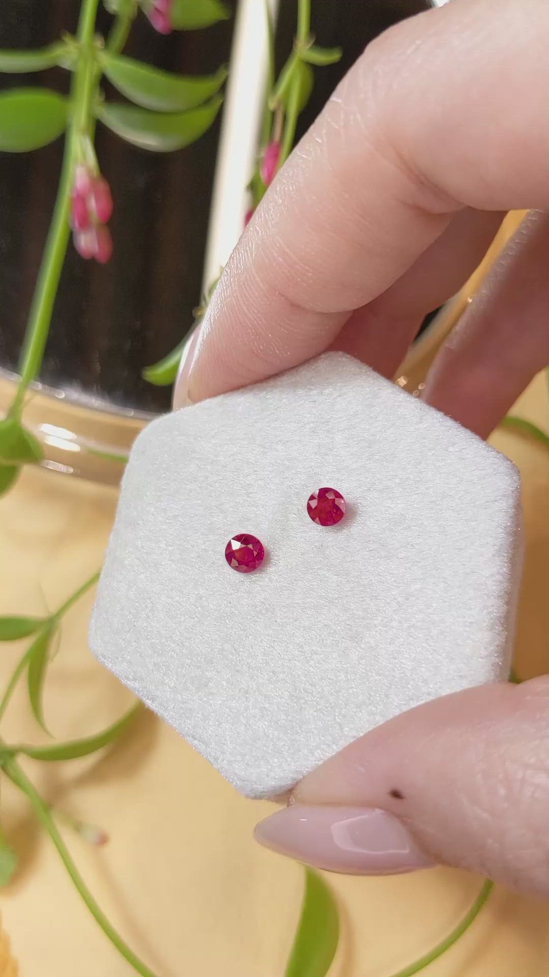 0.69 Ct.Tw.Total Carat Weight Ruby Pair from Burma (Myanmar) Size Video
