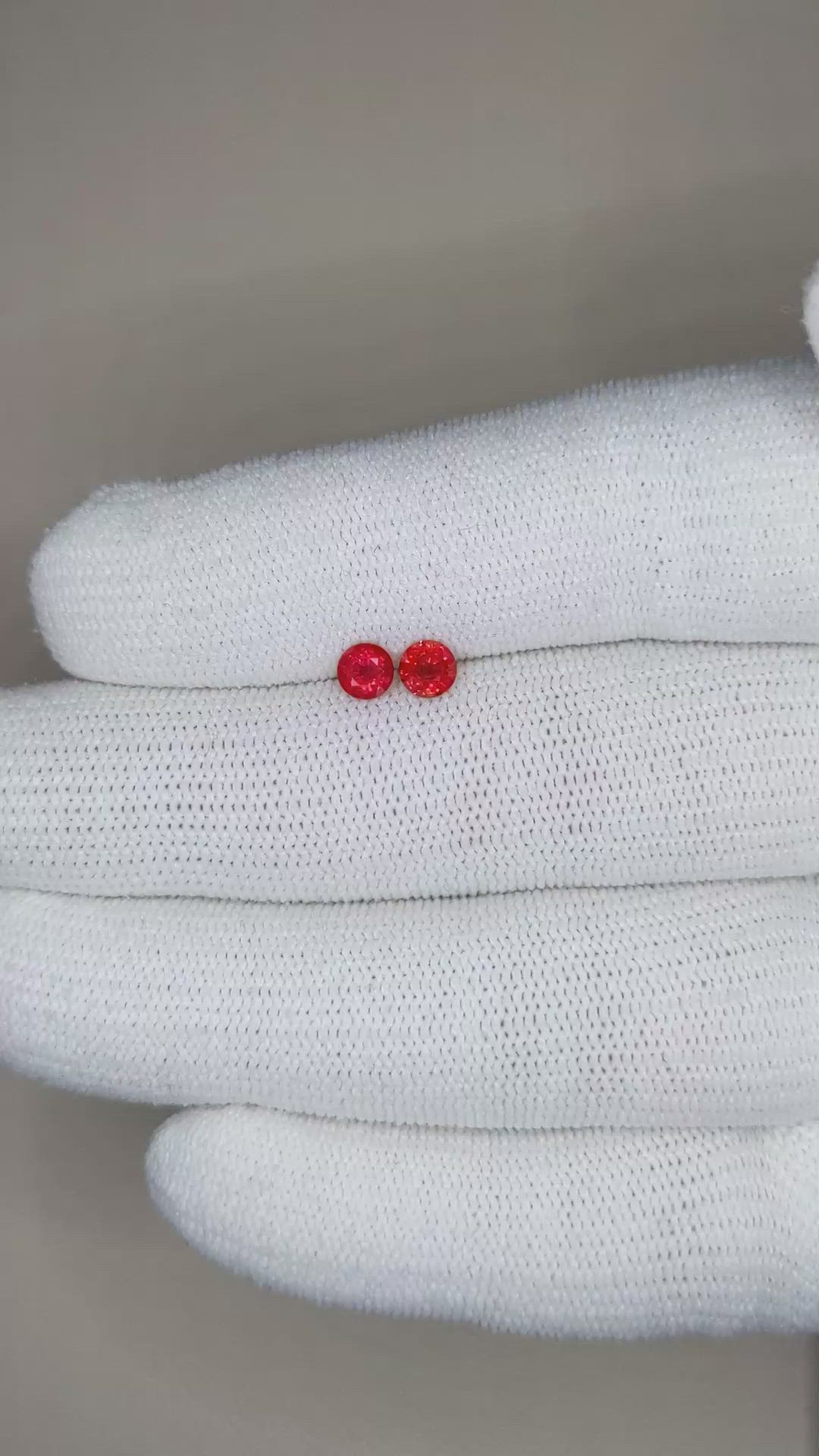 0.69 Ct.Tw.Total Carat Weight Ruby Pair from Burma (Myanmar) Size Video