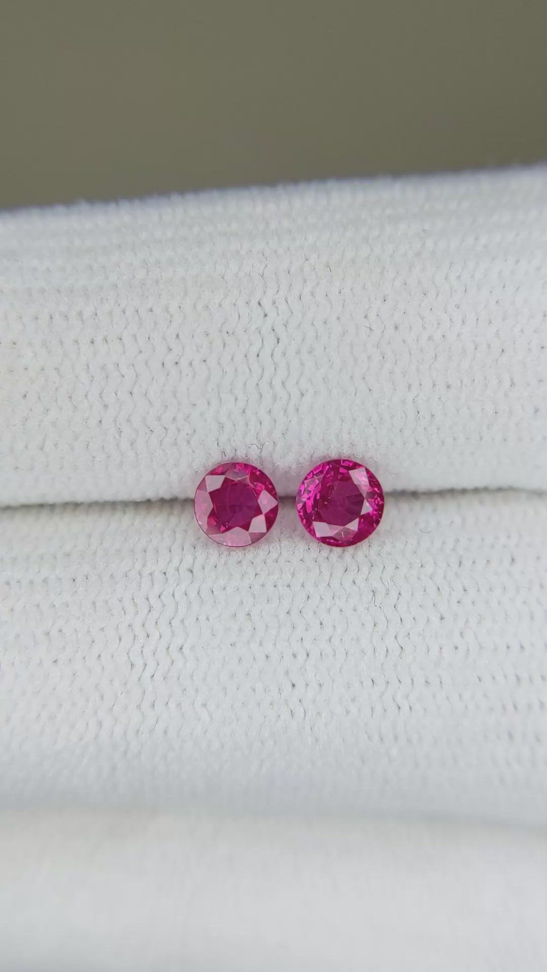 0.63 Ct.Tw.Total Carat Weight Ruby Pair from Burma (Myanmar) Size Video