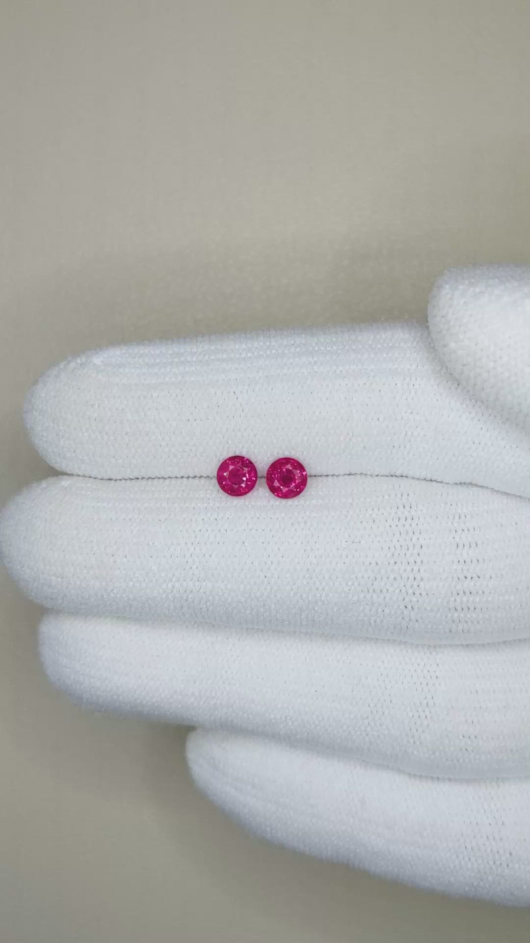 0.68 Ct.Tw.Total Carat Weight Ruby Pair from Burma (Myanmar) Size Video