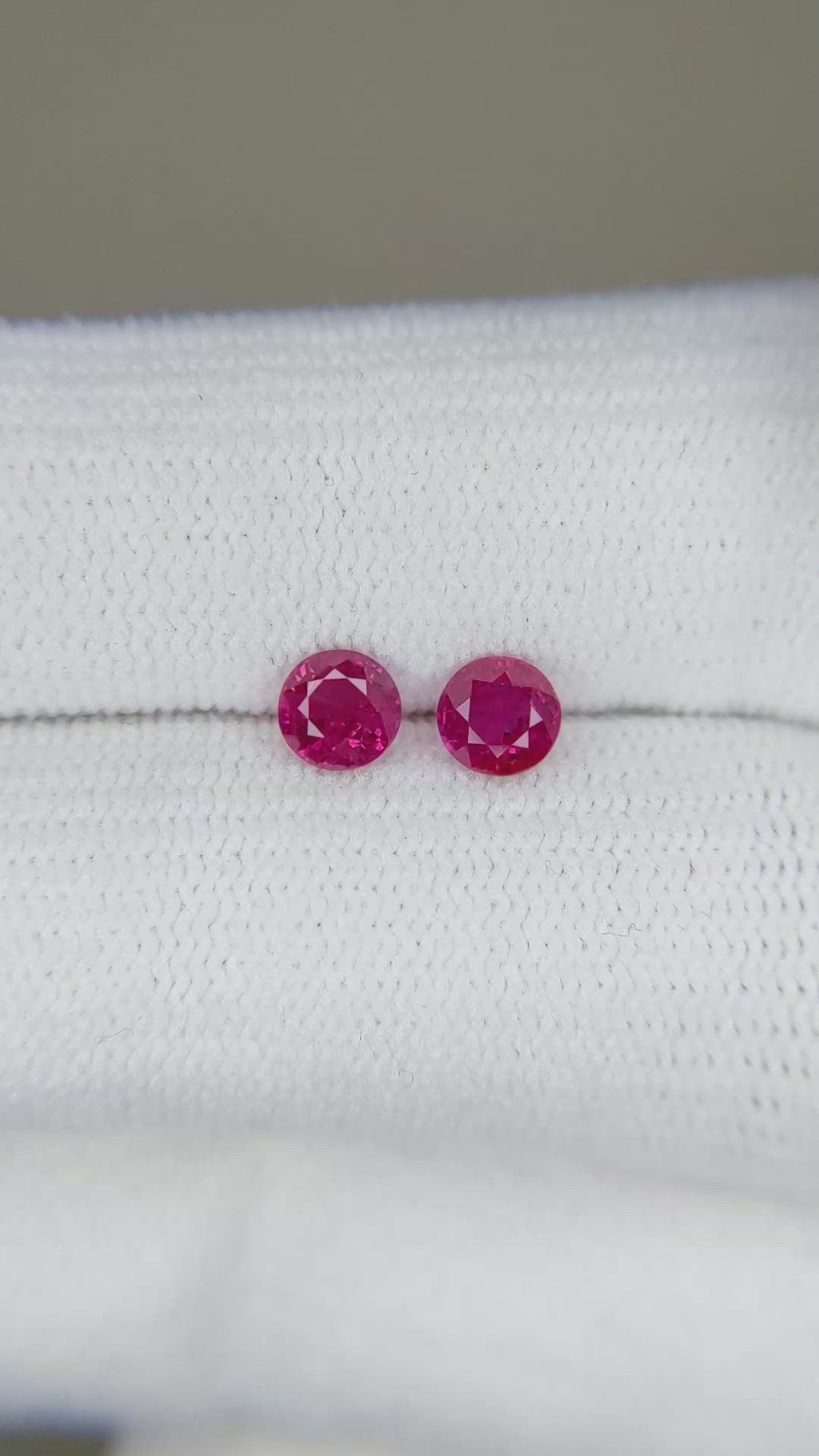 0.81 Ct.Tw.Total Carat Weight Ruby Pair from Burma (Myanmar) Size Video