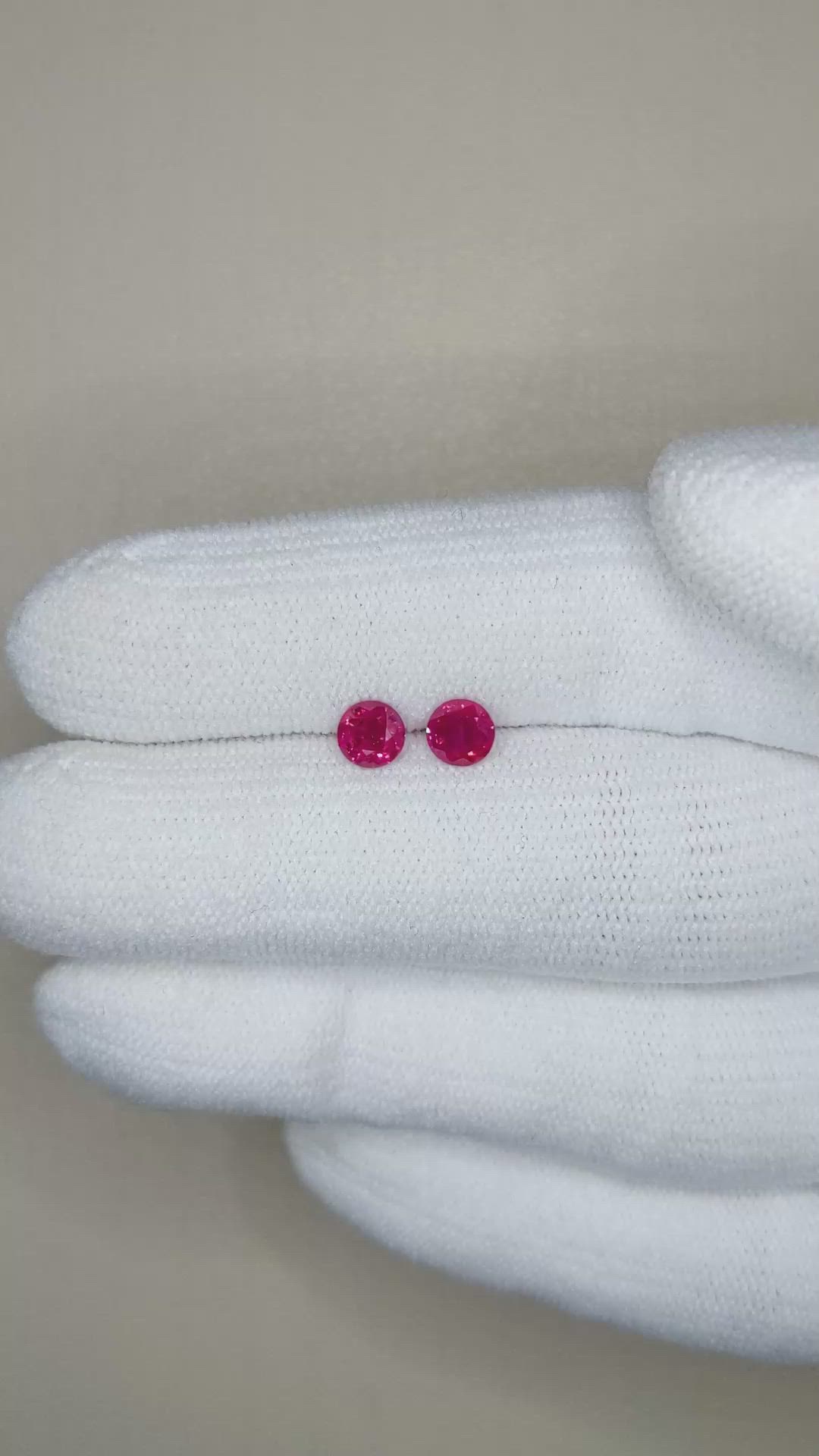 0.81 Ct.Tw.Total Carat Weight Ruby Pair from Burma (Myanmar) Size Video