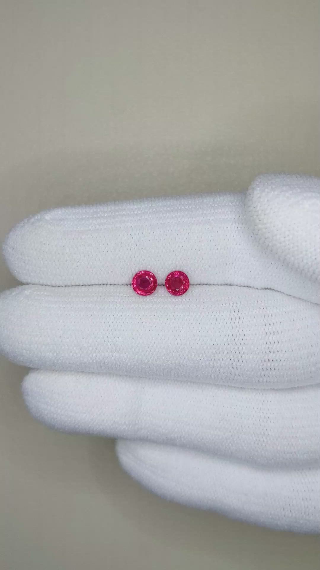 0.67 Ct.Tw.Total Carat Weight Ruby Pair from Thailand Size Video