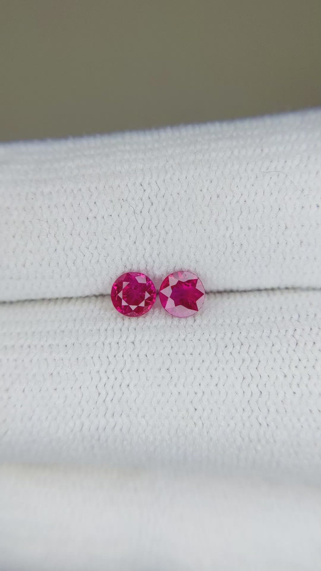 0.51 Ct.Tw.Total Carat Weight Ruby Pair from Burma (Myanmar) Size Video