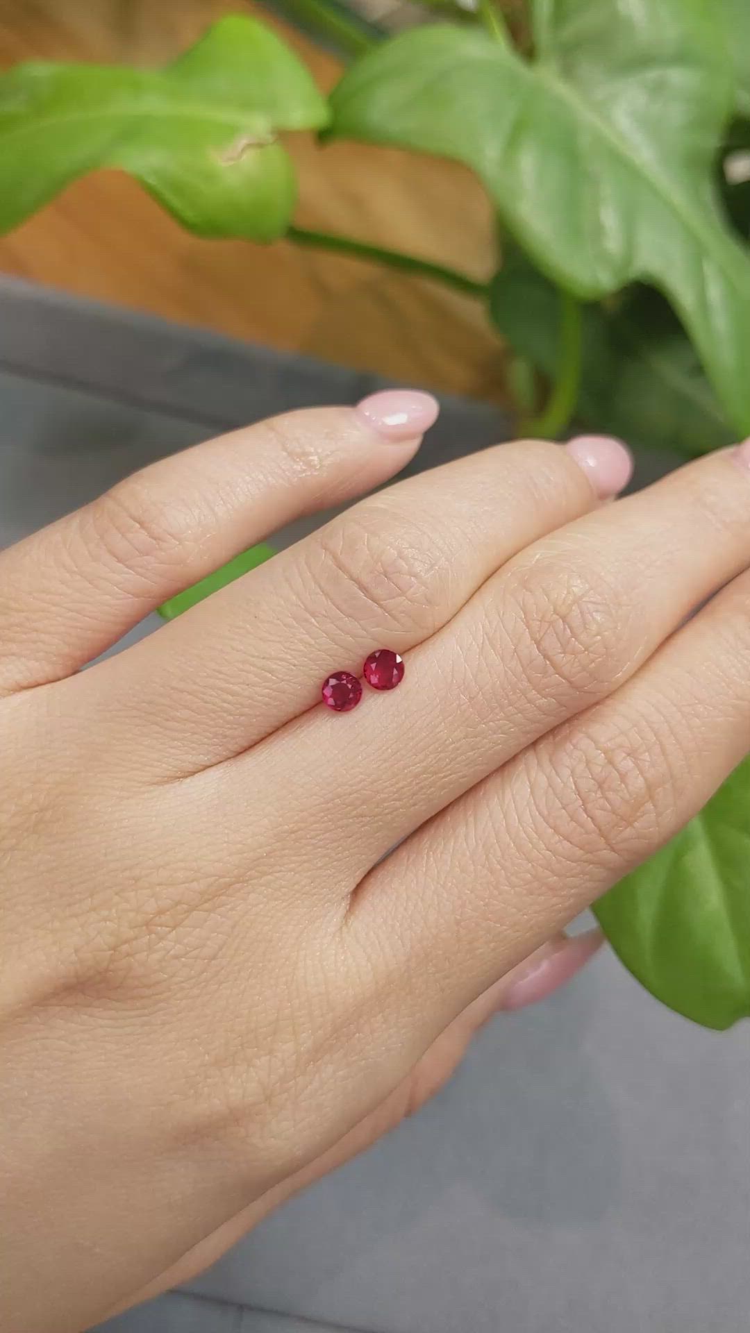 0.57 Ct.Tw.Total Carat Weight Ruby Pair from Thailand Size Video
