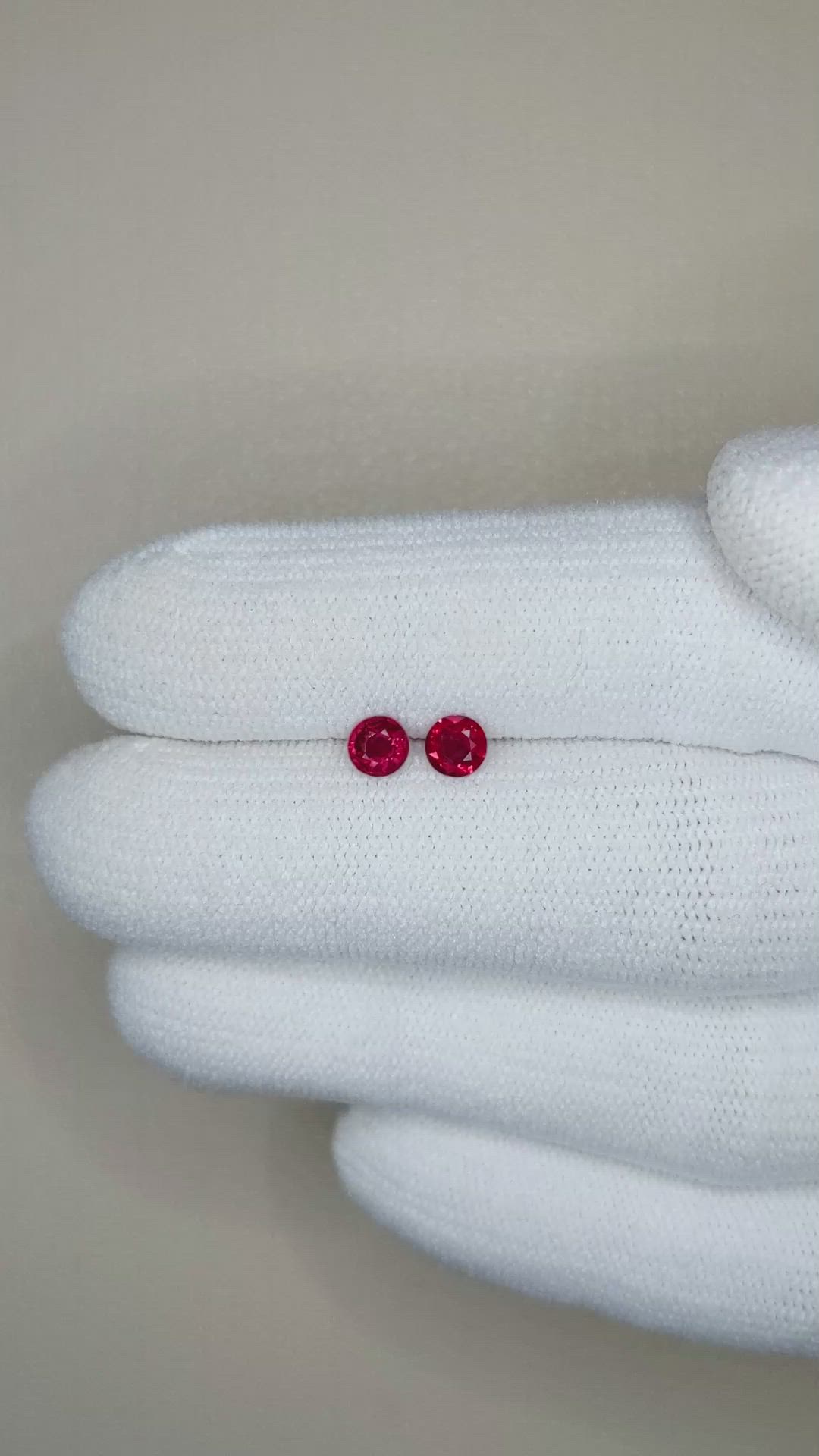 0.57 Ct.Tw.Total Carat Weight Ruby Pair from Thailand Size Video