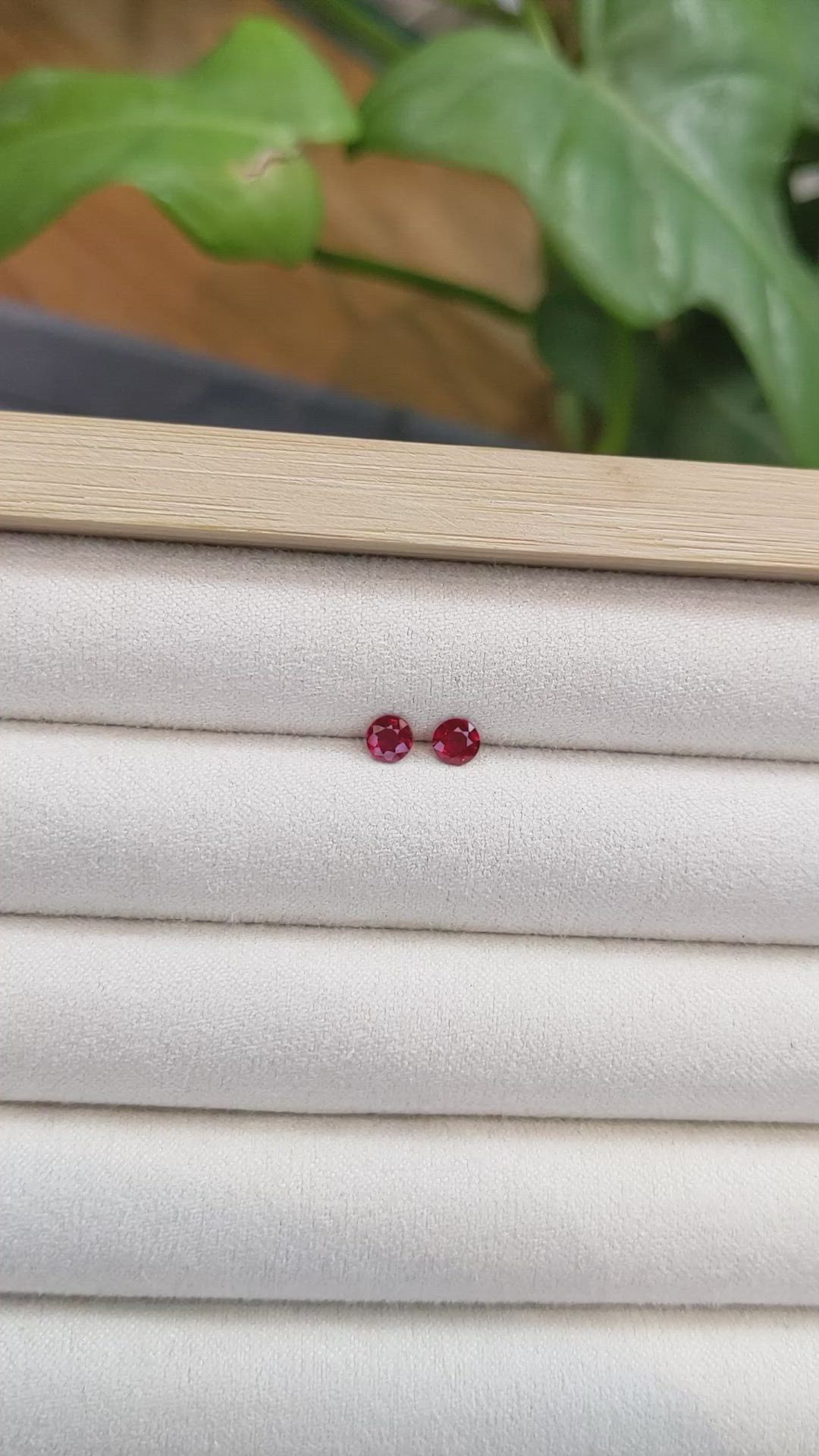 0.57 Ct.Tw.Total Carat Weight Ruby Pair from Thailand Size Video
