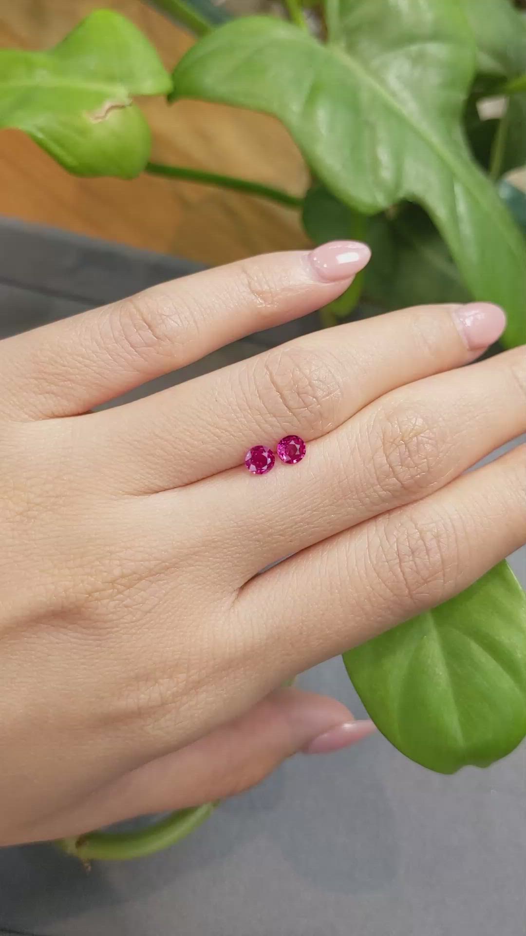0.78 Ct.Tw.Total Carat Weight Ruby Pair from Thailand Size Video