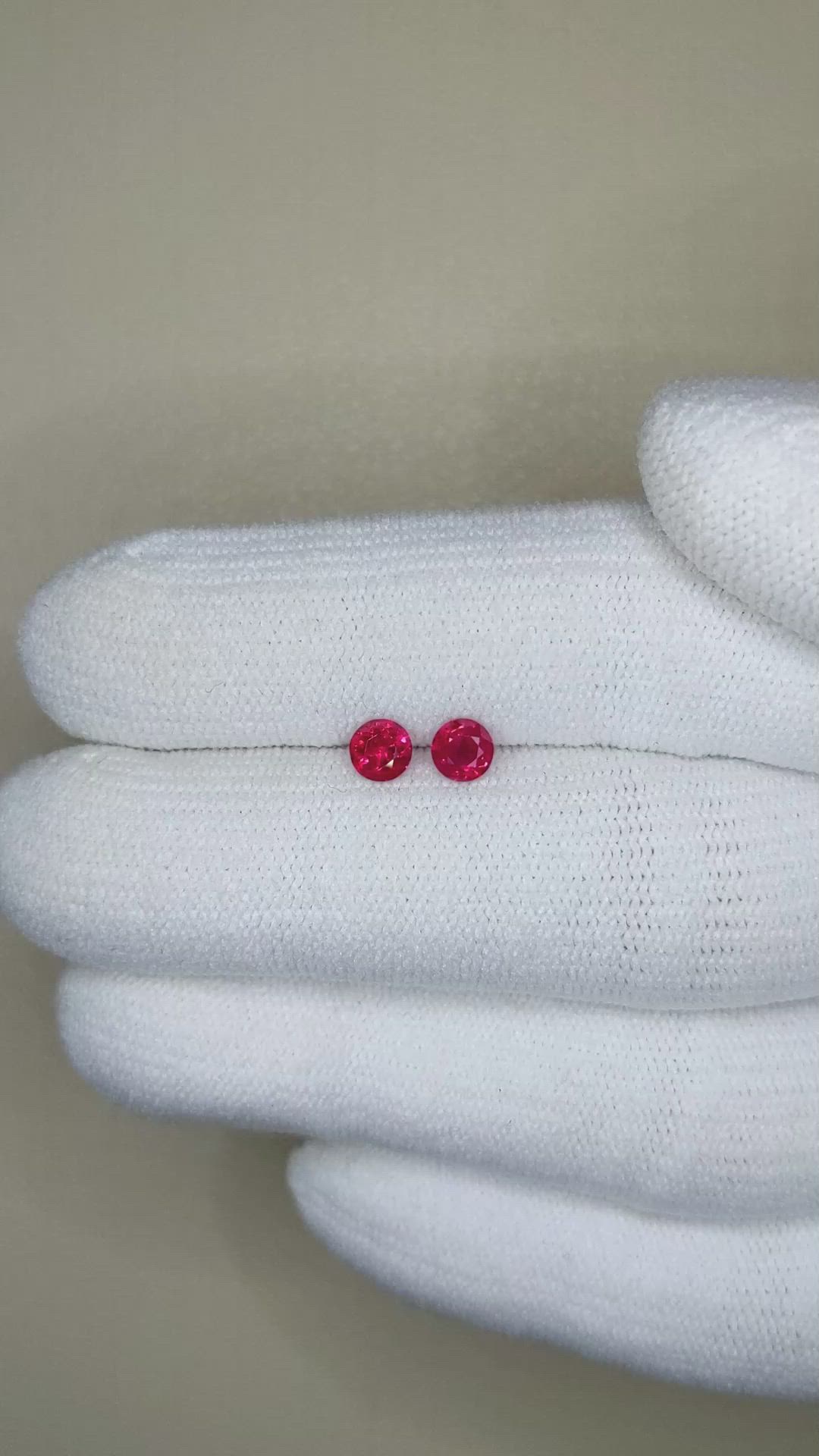 0.58 Ct.Tw.Total Carat Weight Ruby Pair from Burma (Myanmar) Size Video