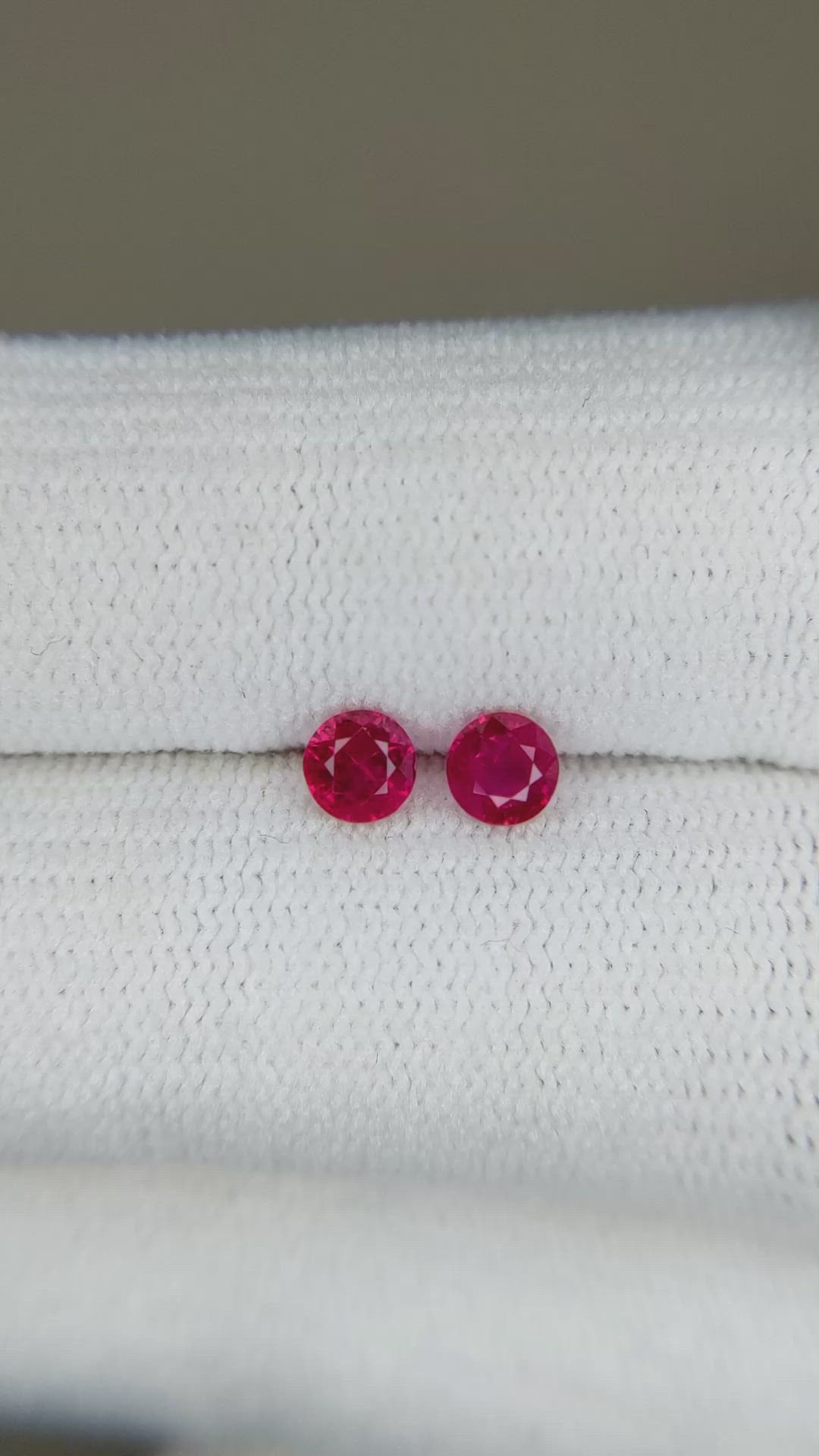 0.58 Ct.Tw.Total Carat Weight Ruby Pair from Burma (Myanmar) Size Video