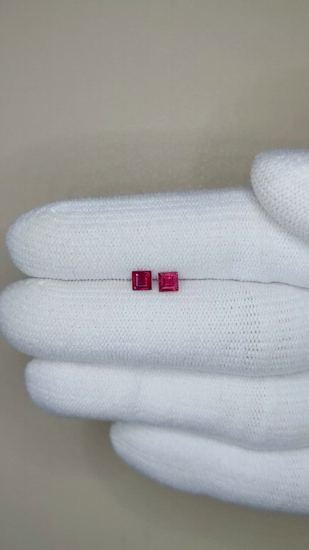 0.48 Ct.Tw.Total Carat Weight Ruby Pair from Mozambique Size Video