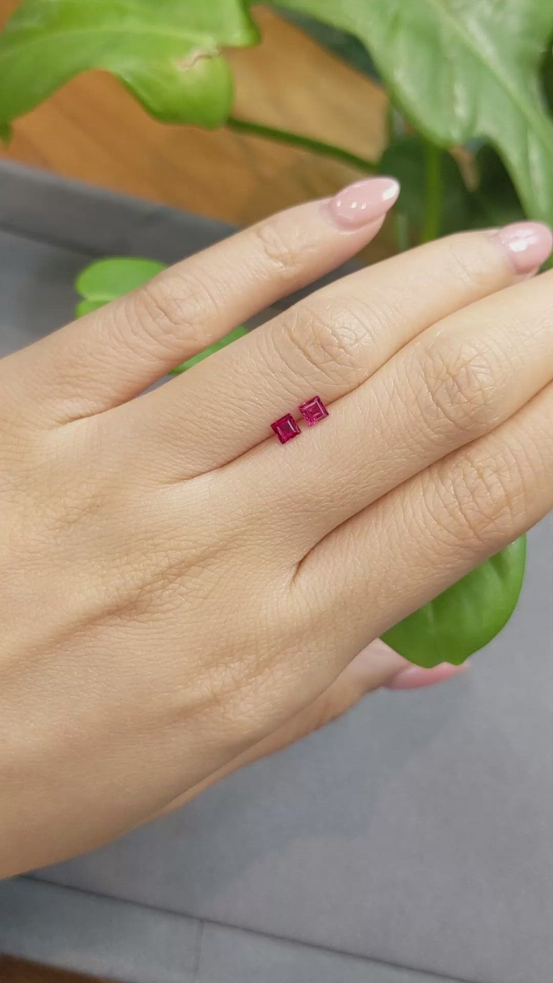 0.48 Ct.Tw.Total Carat Weight Ruby Pair from Mozambique Size Video