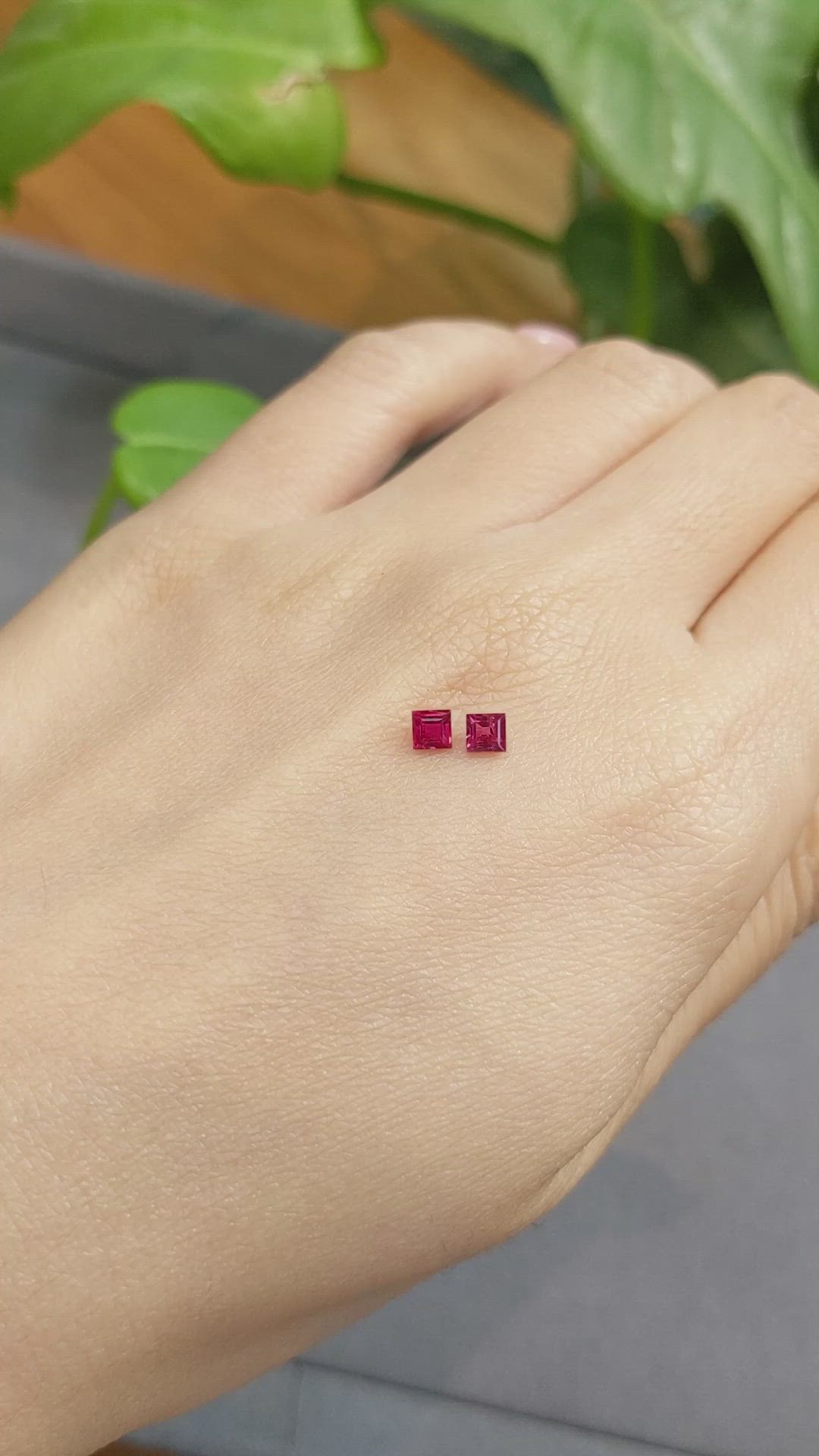 0.48 Ct.Tw.Total Carat Weight Ruby Pair from Mozambique Size Video