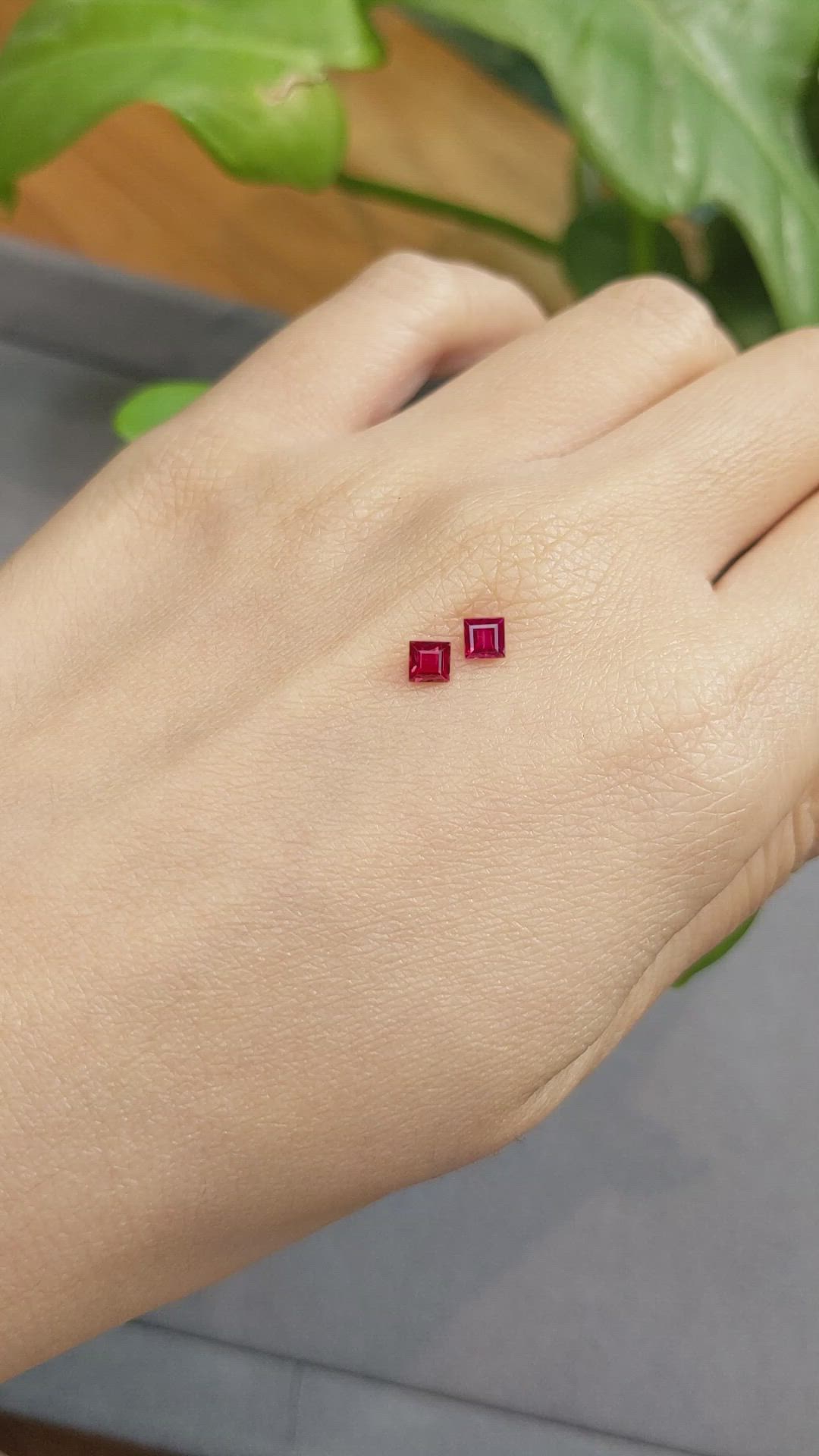 0.56 Ct.Tw.Total Carat Weight Ruby Pair from Mozambique Size Video
