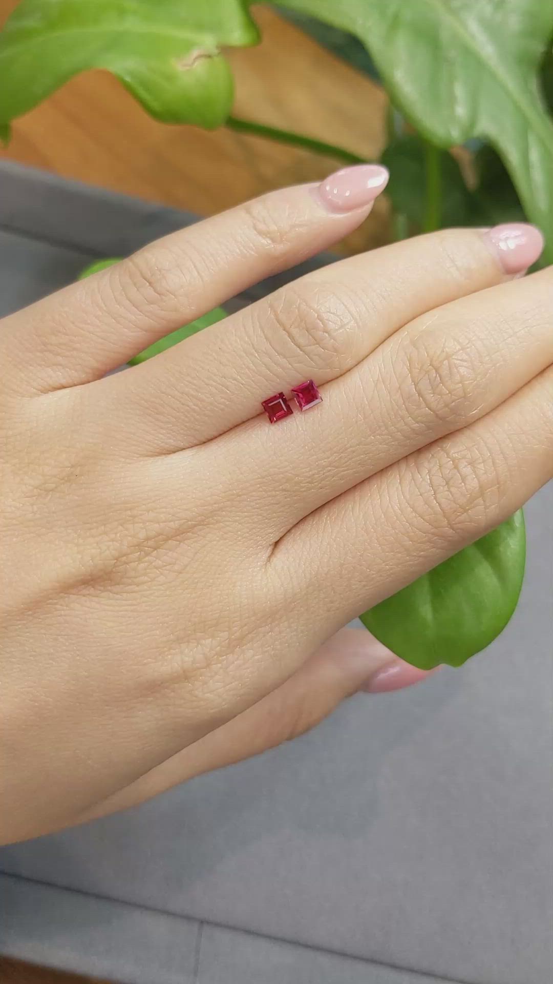 0.56 Ct.Tw.Total Carat Weight Ruby Pair from Mozambique Size Video
