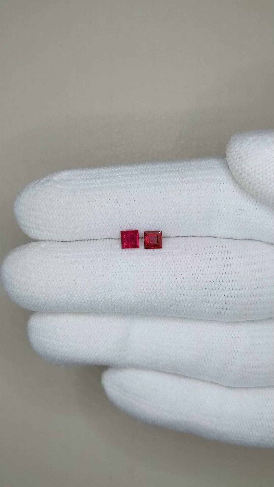 0.56 Ct.Tw.Total Carat Weight Ruby Pair from Mozambique Size Video