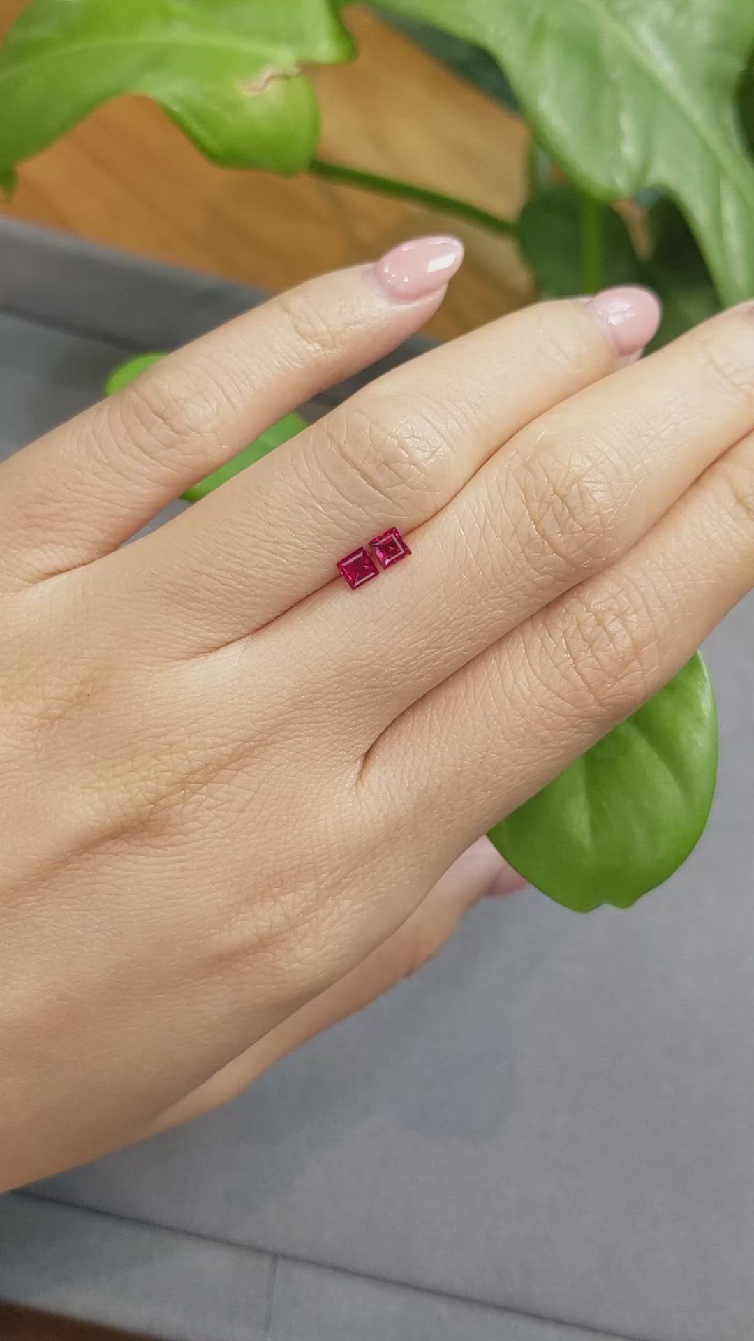 0.58 Ct.Tw.Total Carat Weight Ruby Pair from Mozambique Size Video