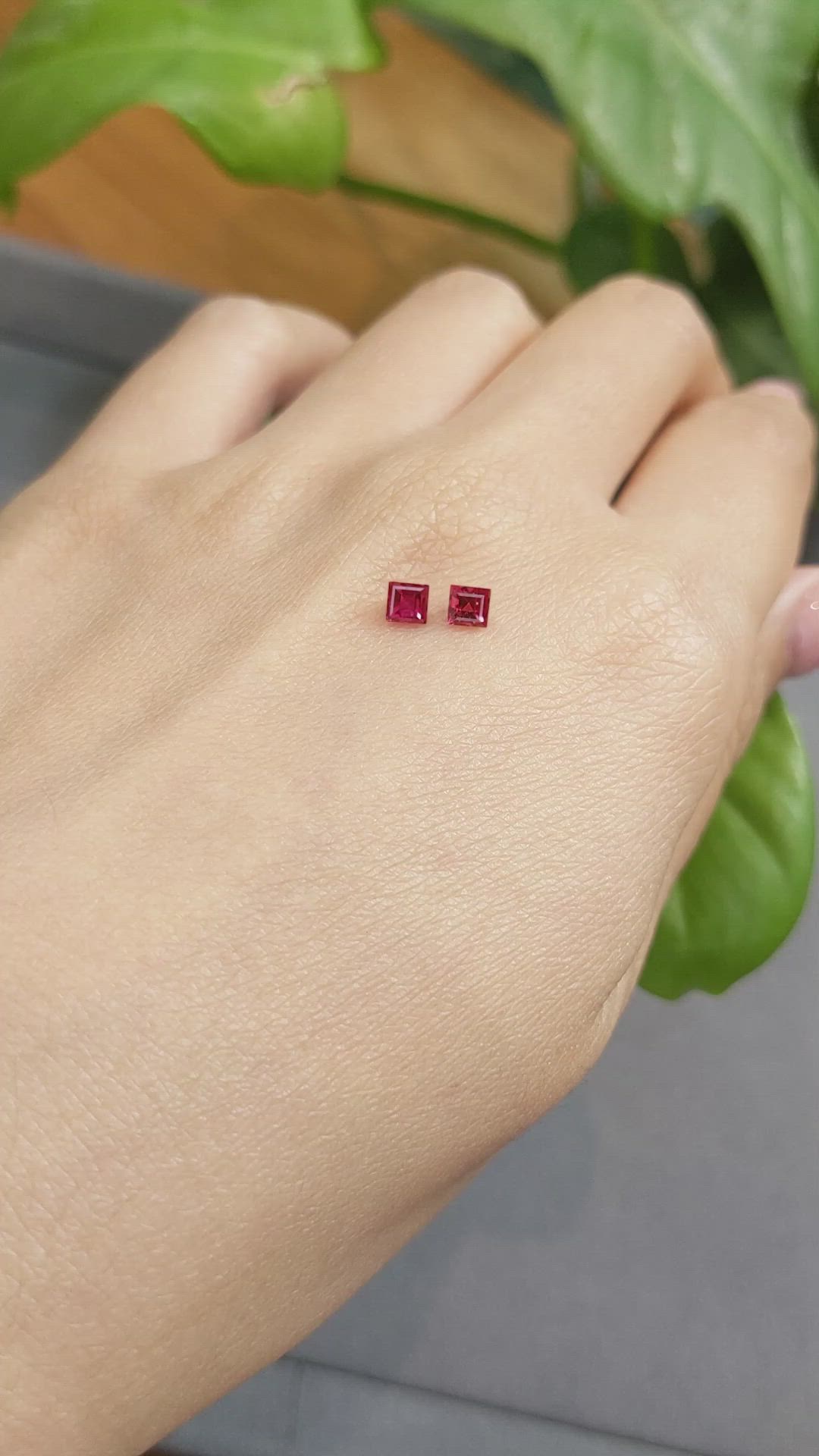 0.58 Ct.Tw.Total Carat Weight Ruby Pair from Mozambique Size Video