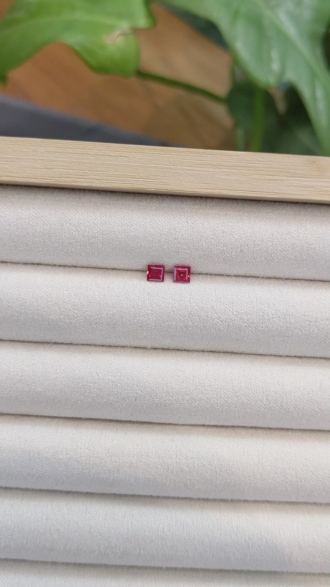 0.58 Ct.Tw.Total Carat Weight Ruby Pair from Mozambique Size Video