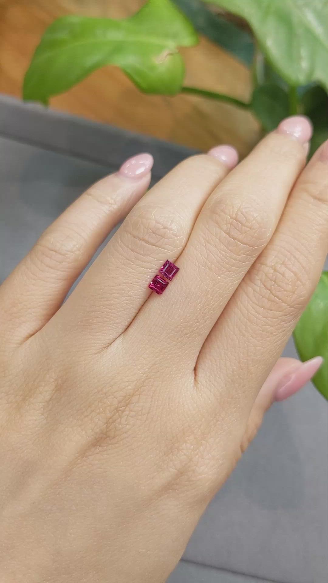 0.54 Ct.Tw.Total Carat Weight Ruby Pair from Mozambique Size Video