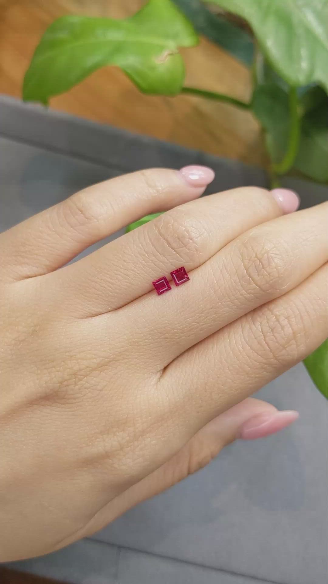 0.54 Ct.Tw.Total Carat Weight Ruby Pair from Mozambique Size Video