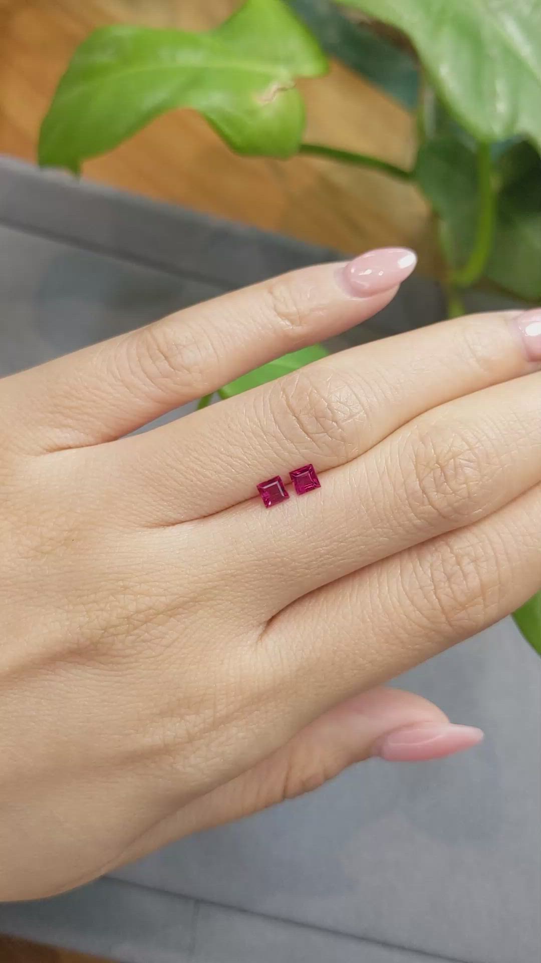 0.60 Ct.Tw.Total Carat Weight Ruby Pair from Mozambique Size Video