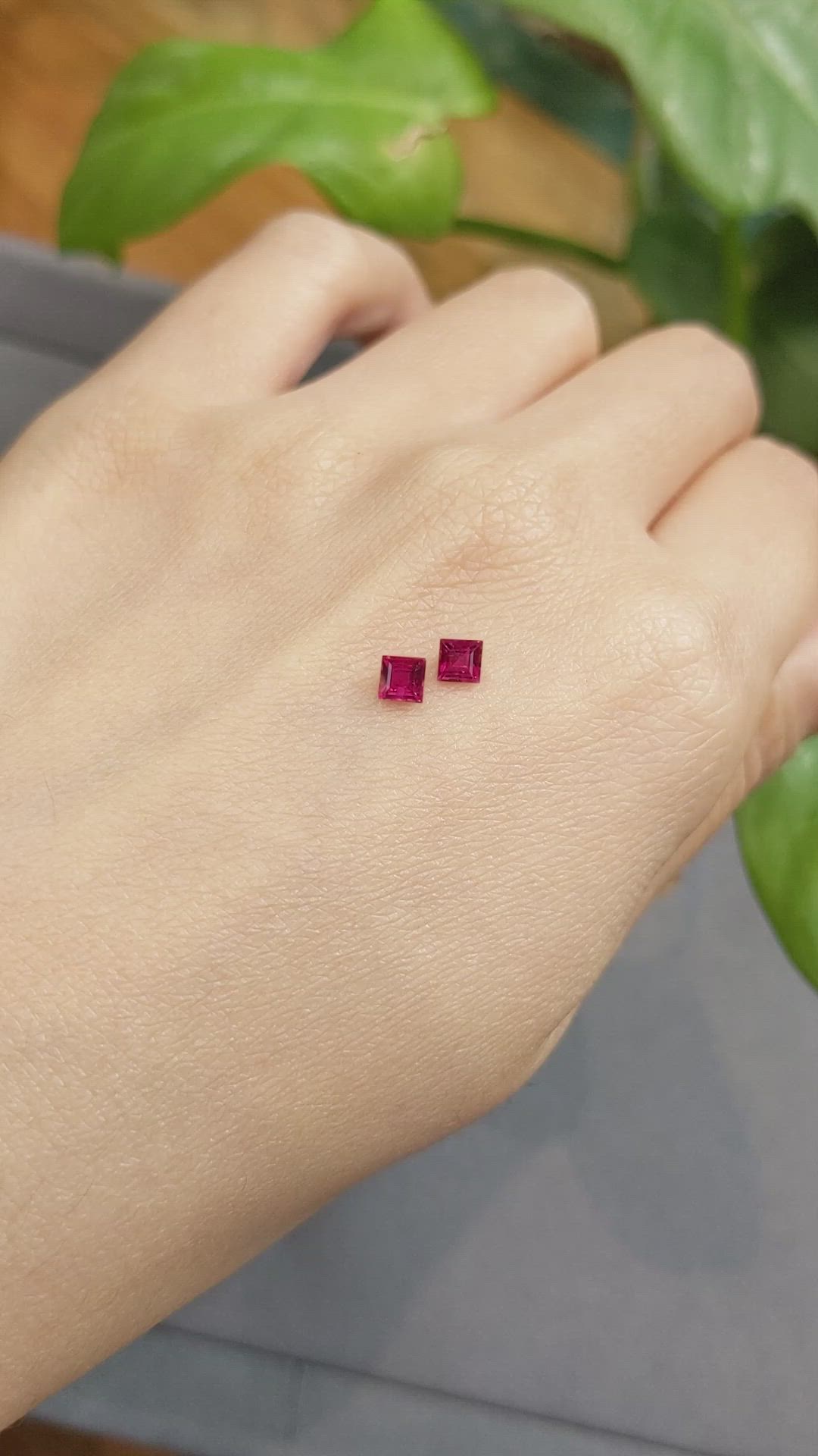 0.60 Ct.Tw.Total Carat Weight Ruby Pair from Mozambique Size Video